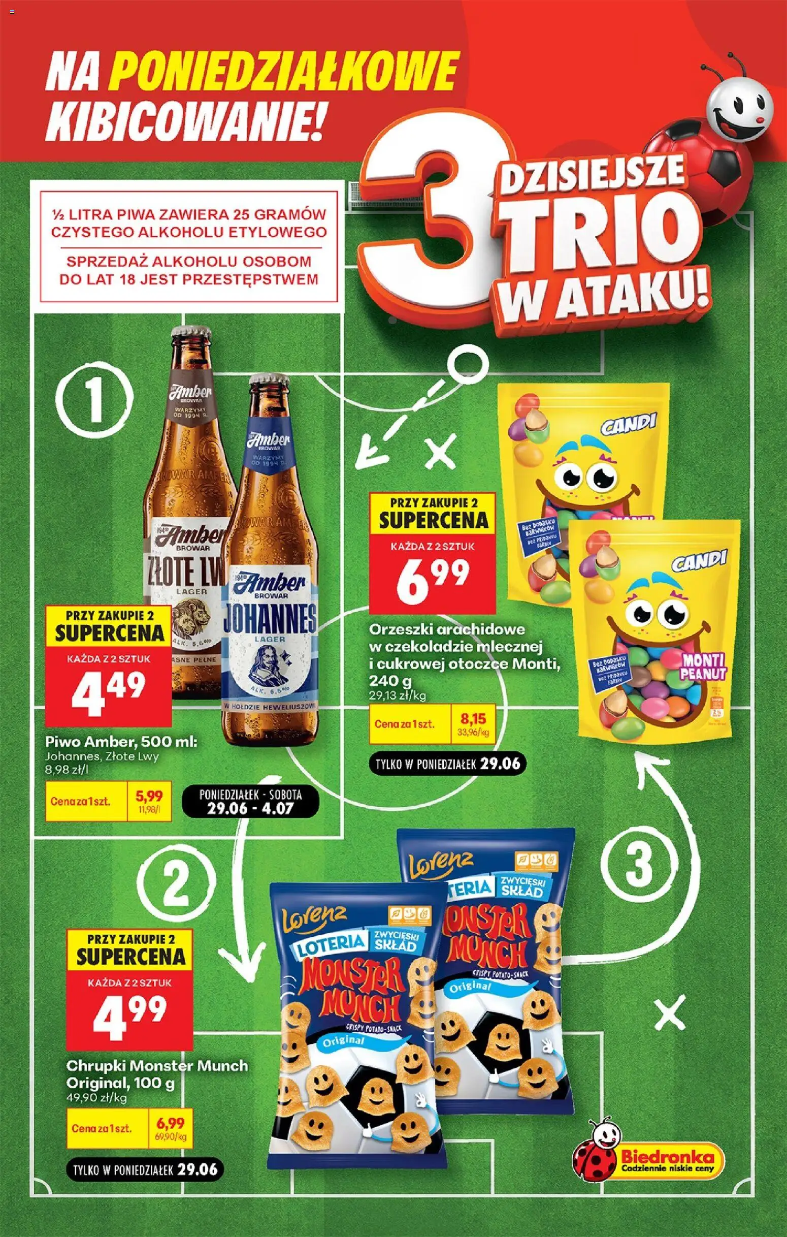 Biedronka gazetka - Football od 29.06.2026 | Strona: 4 | Produkty: Chrupki, Piwo, Orzeszki arachidowe w czekoladzie