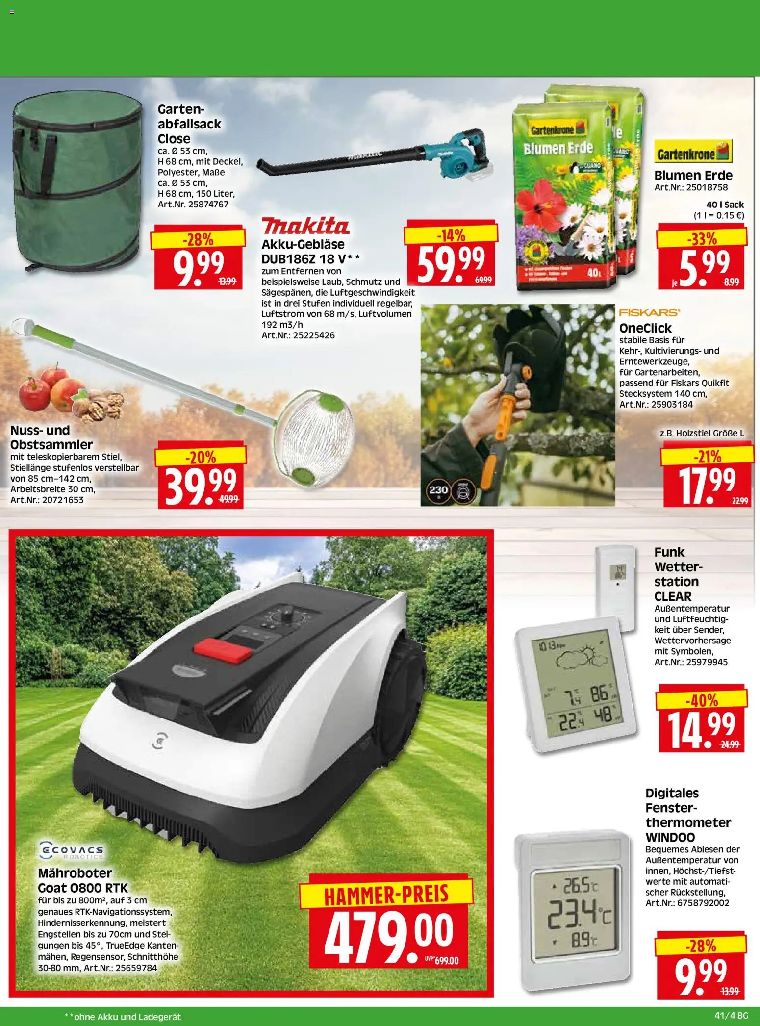 HERKULES Bau & Garten – gültig ab 05.10.2026 | Seite: 4 | Produkte: Thermometer, Blumen, Ladegerät