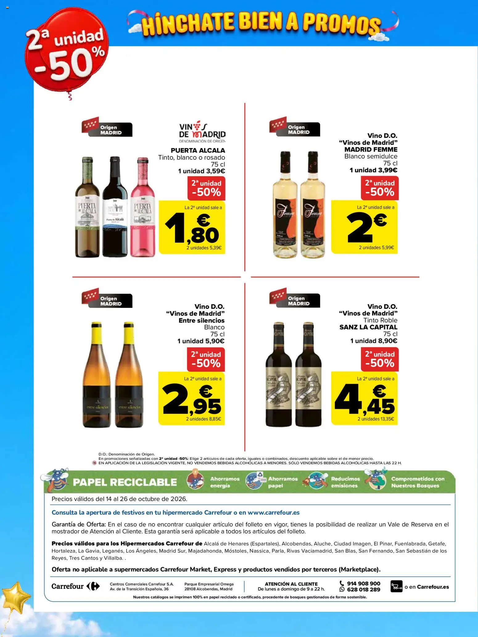 Carrefour folleto Madrid │ válido desde el 14/10/2026 | Página: 12 | Productos: Omega, Vino, Bebidas