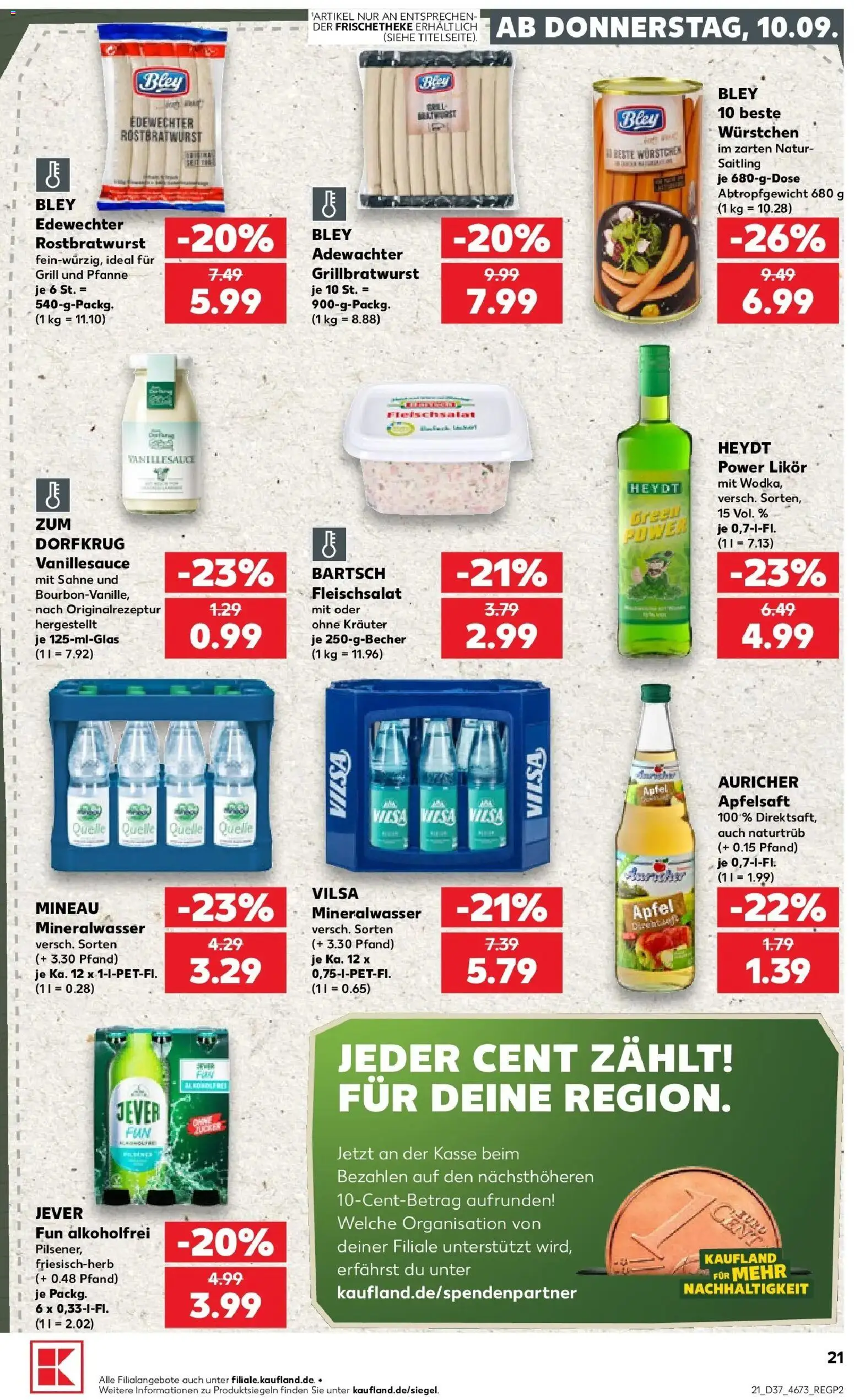 Prospekt Kaufland ab 10.09.2026 » Angebote Online zum Blättern | Seite: 21 | Produkte: Grill, Apfelsaft, Mineralwasser, Wodka