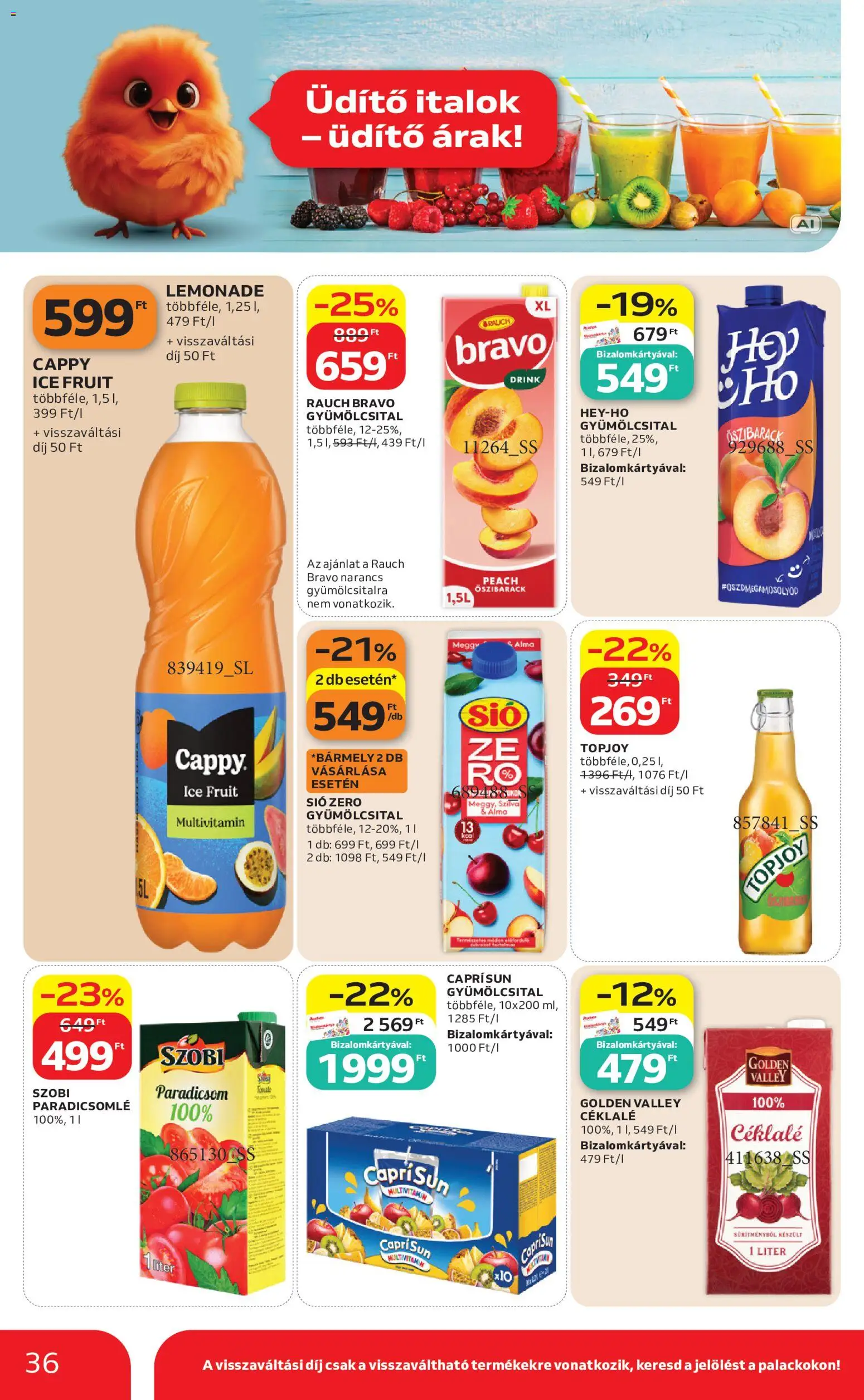 Auchan akciós ujság - amely érvényes a következő dátumtól: 2026.10.01. | Oldal: 36 | Termékek: Szilva, Topjoy, Italok, Multivitamin