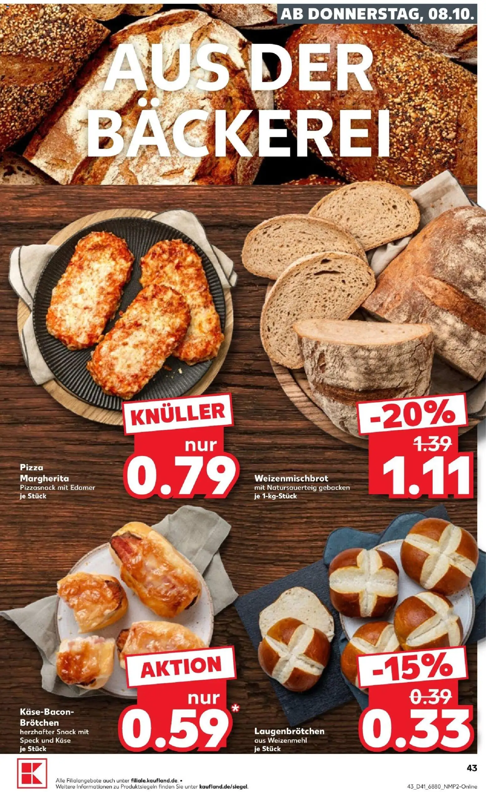 Kaufland Prospekt Völklingen – gültig ab 08.10.2026 | Seite: 45 | Produkte: Bäckerei, Käse, Weizenmehl, Pizza
