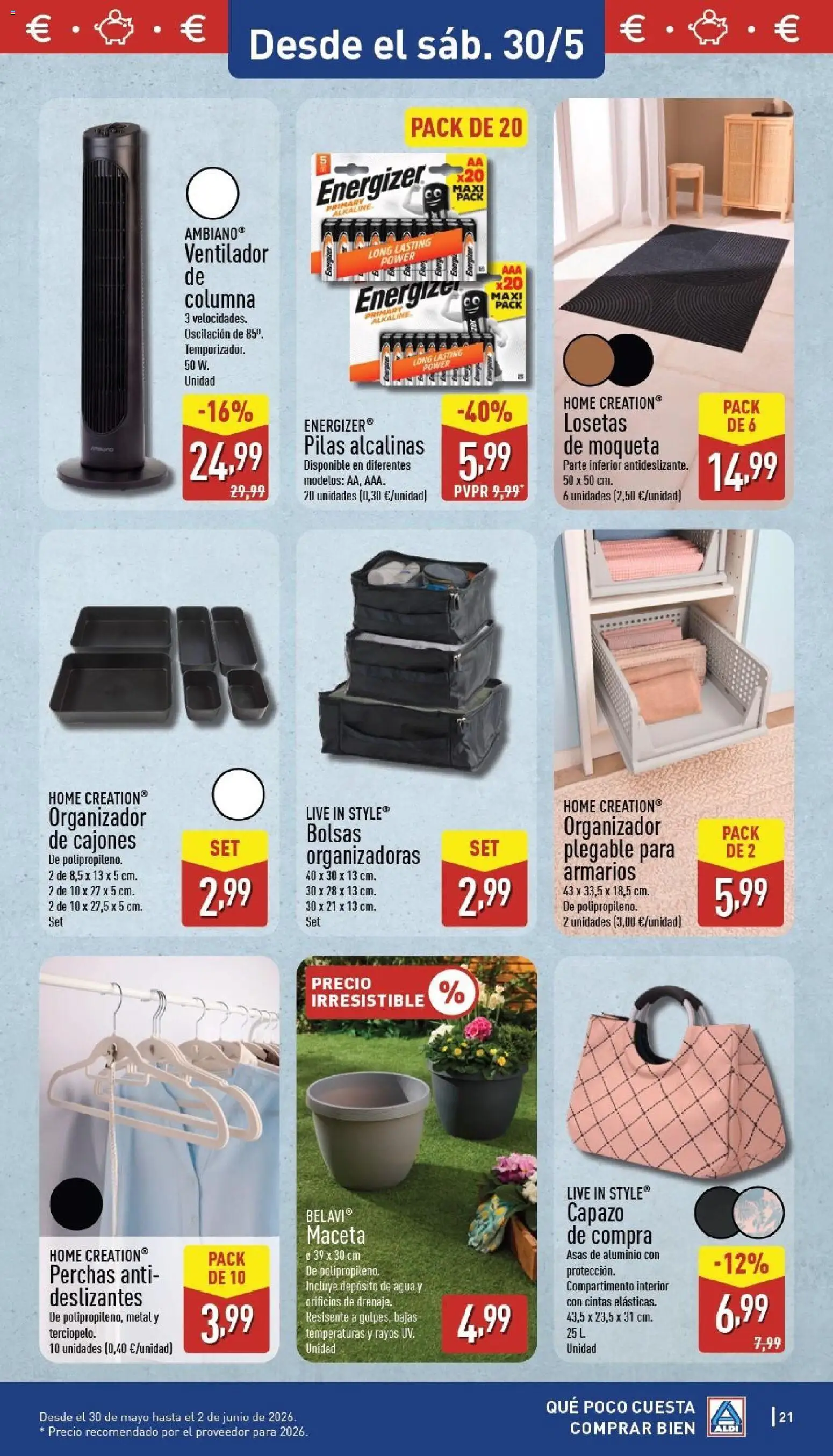 Aldi folleto Península │ válido desde el 25.05.2026 | Página: 21 | Productos: Organizador, Ventilador, Maceta