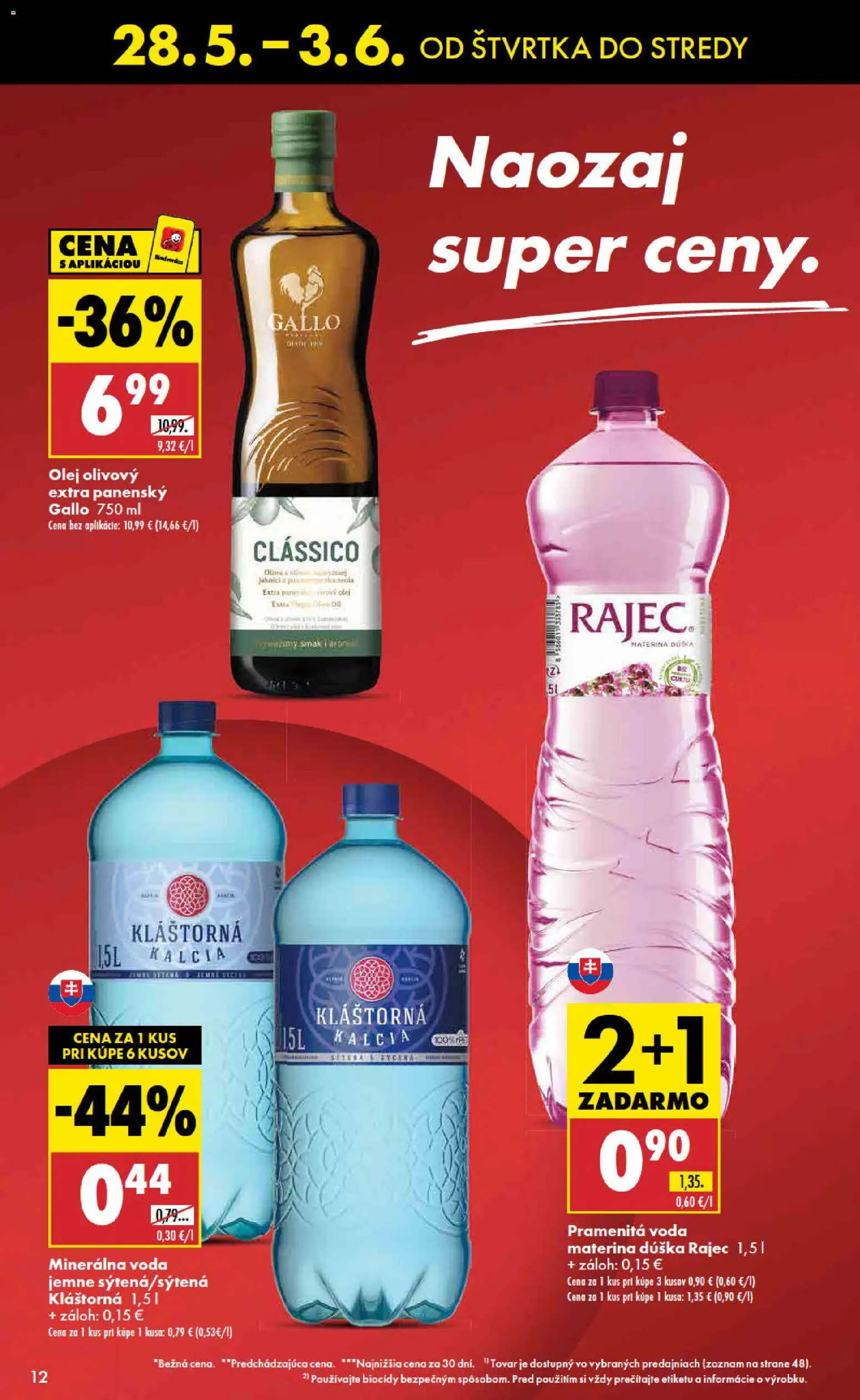 Nové Biedronka akcie – leták je platný od 28.05.2026 | Strana: 12 | Produkty: Olej, Rajec, Voda, Minerálna voda