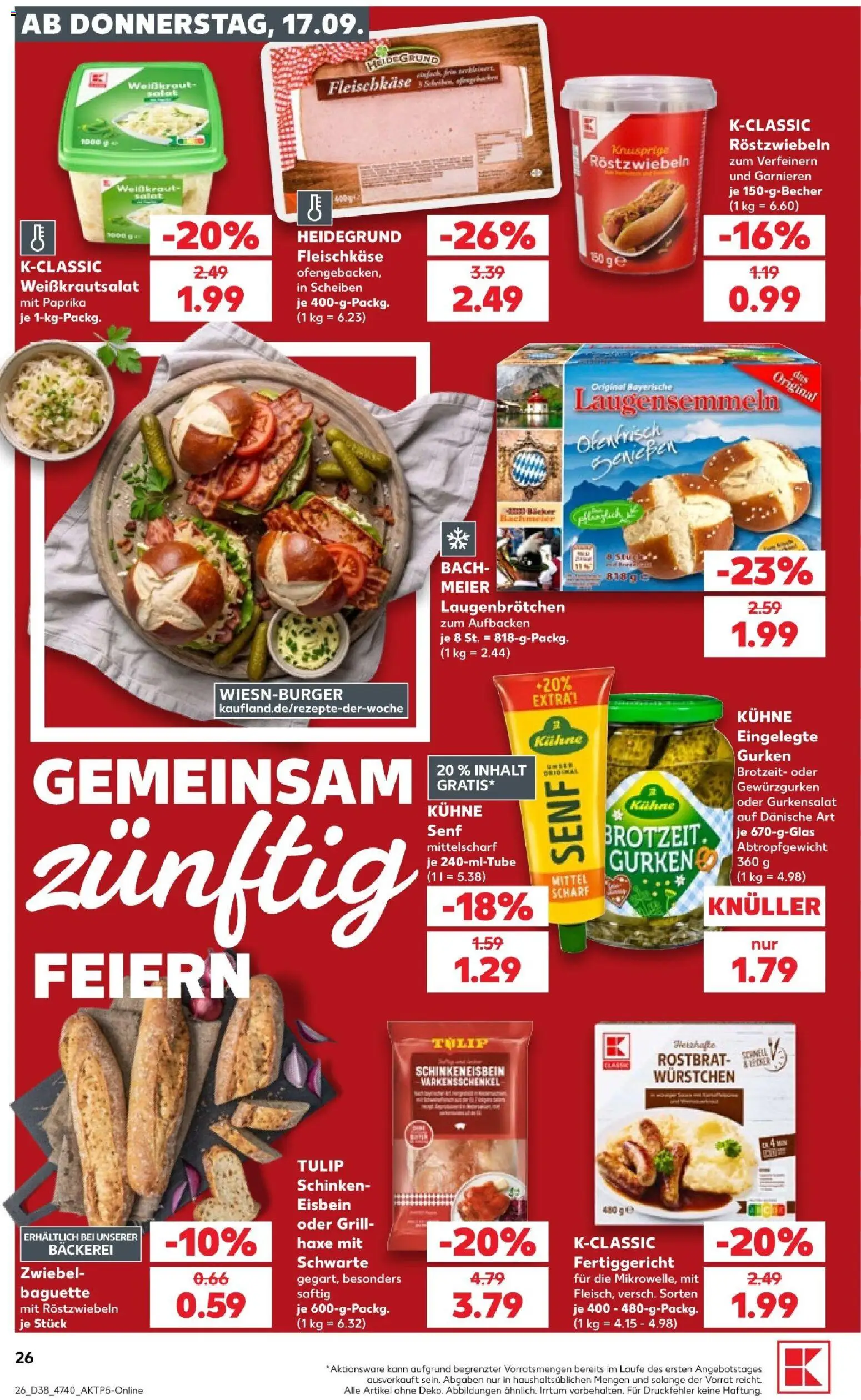 Kaufland Prospekt Hannover – gültig ab 17.09.2026 | Seite: 26 | Produkte: Baguette, Paprika, Gurken, Salat