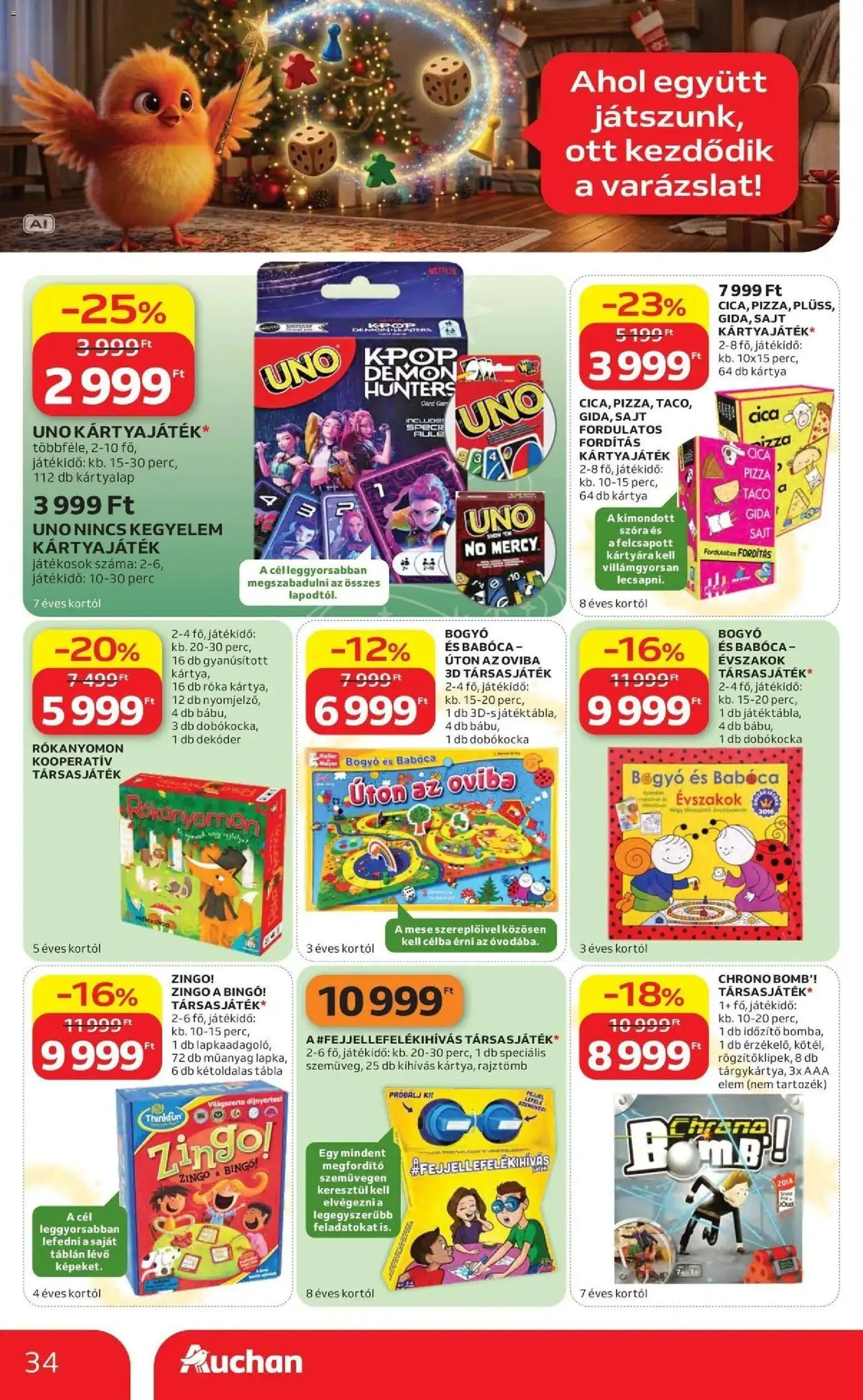 Auchan Karácsonyi ajánlataink Kecskemét - 2026.10.22. -tól/töl > akció, lapozható szórólap 🛍️ | Oldal: 34 | Termékek: Taco, Elem, Sajt, Pizza