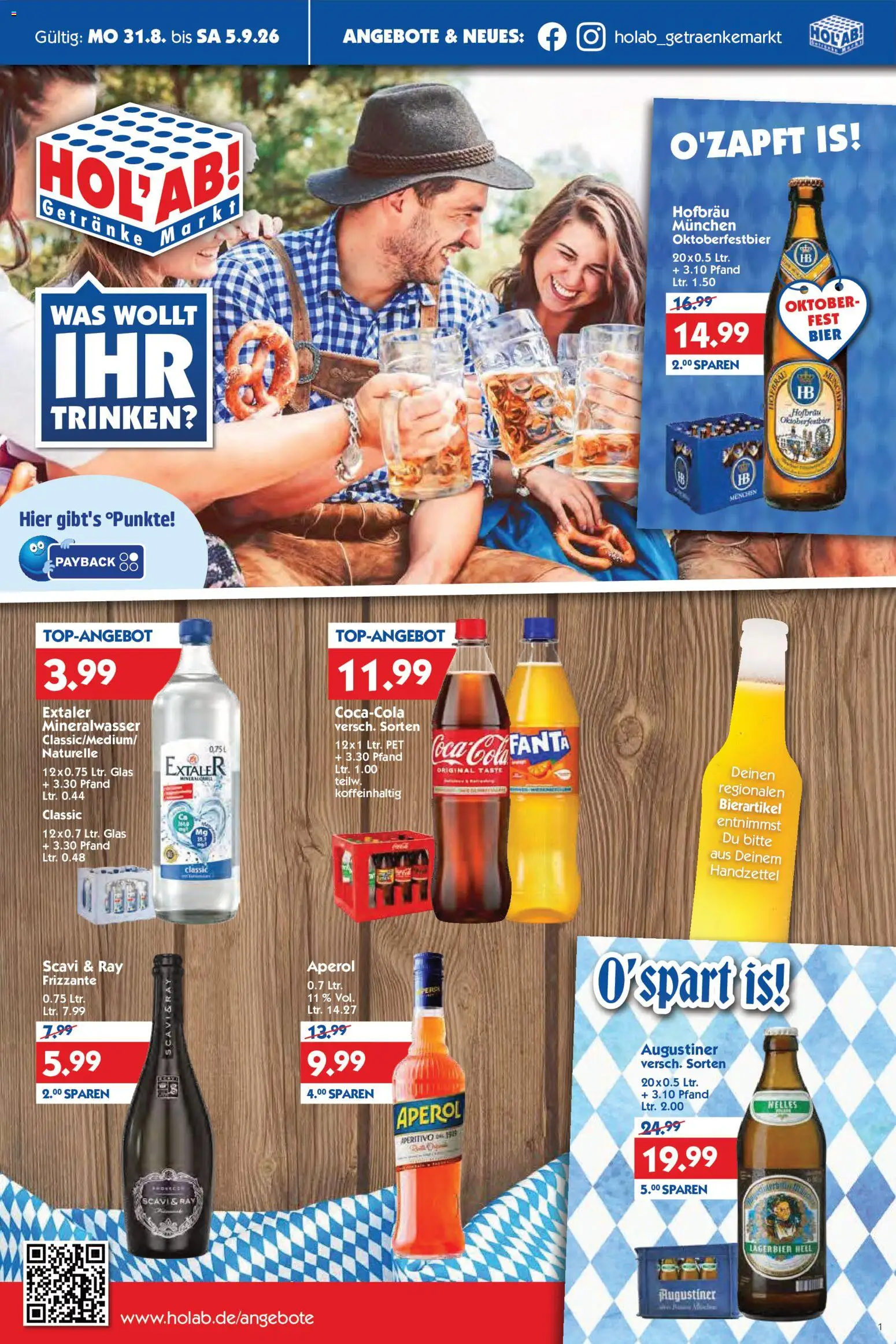 HOL’AB! Prospekt – gültig ab 31.08.2026 | Seite: 1 | Produkte: Bier, Mineralwasser, Aperol