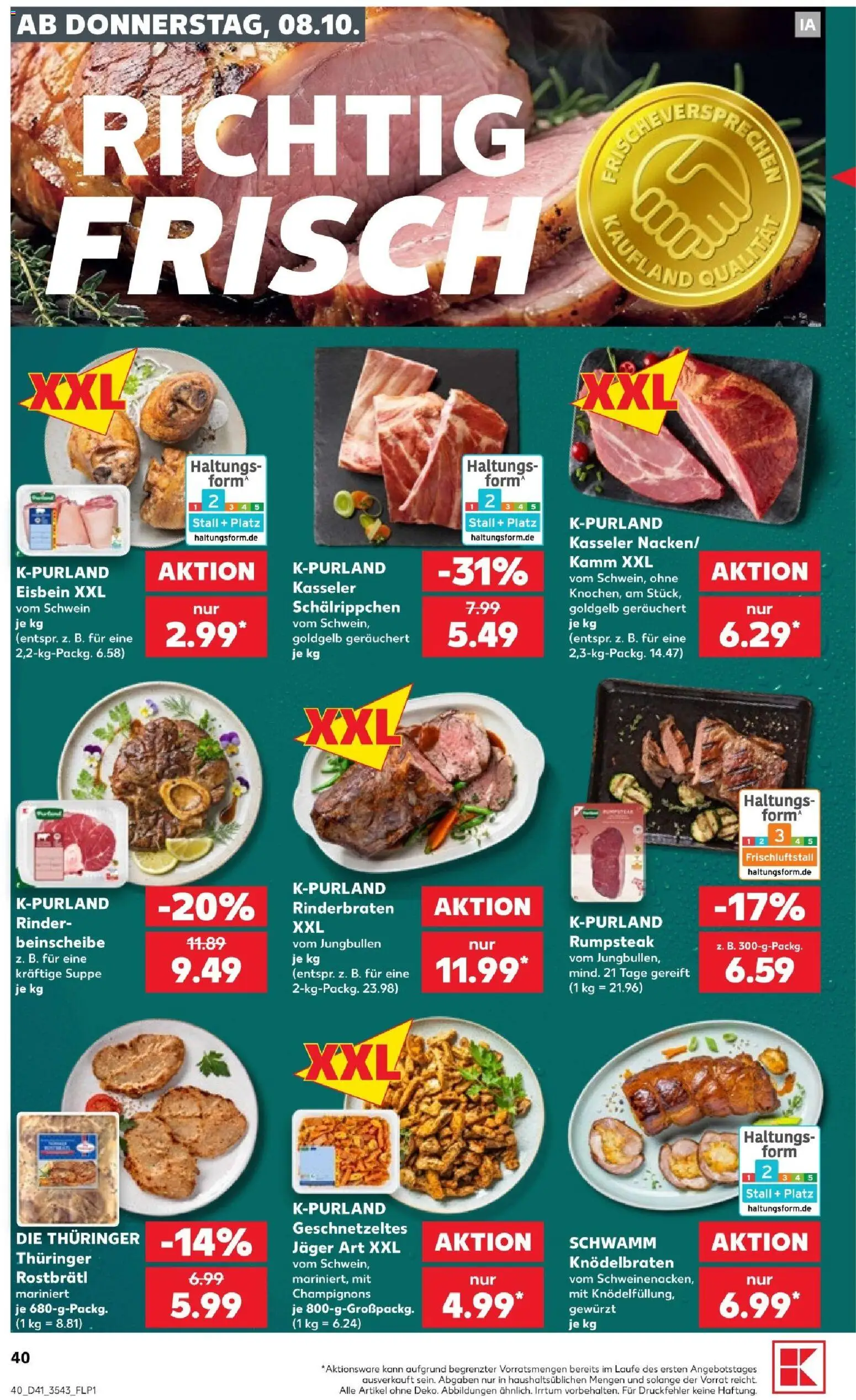 Kaufland Prospekt Jena – gültig ab 08.10.2026 | Seite: 42 | Produkte: Rinderbraten, Rumpsteak, Champignons