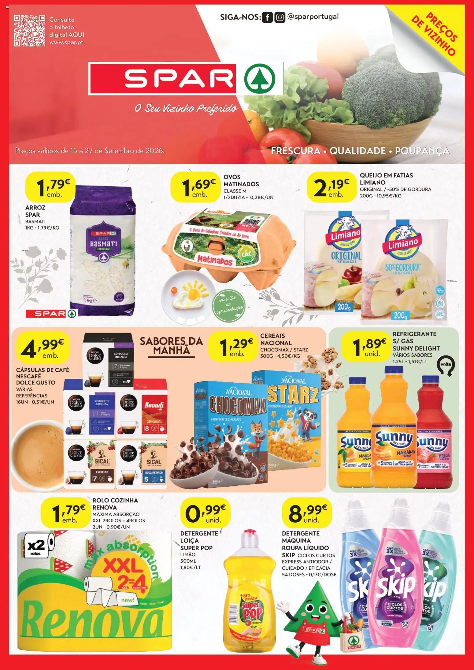 Spar - folheto │ válido de 15/09/2026 | Página: 1 | Produtos: Arroz basmati, Detergente, Queijo, Café
