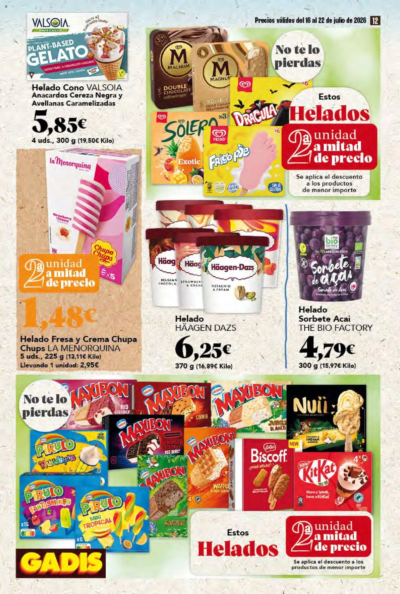 Gadis folleto │ válido desde el 16/07/2026 | Página: 12 | Productos: Chocolate, Crema, Té, Helado