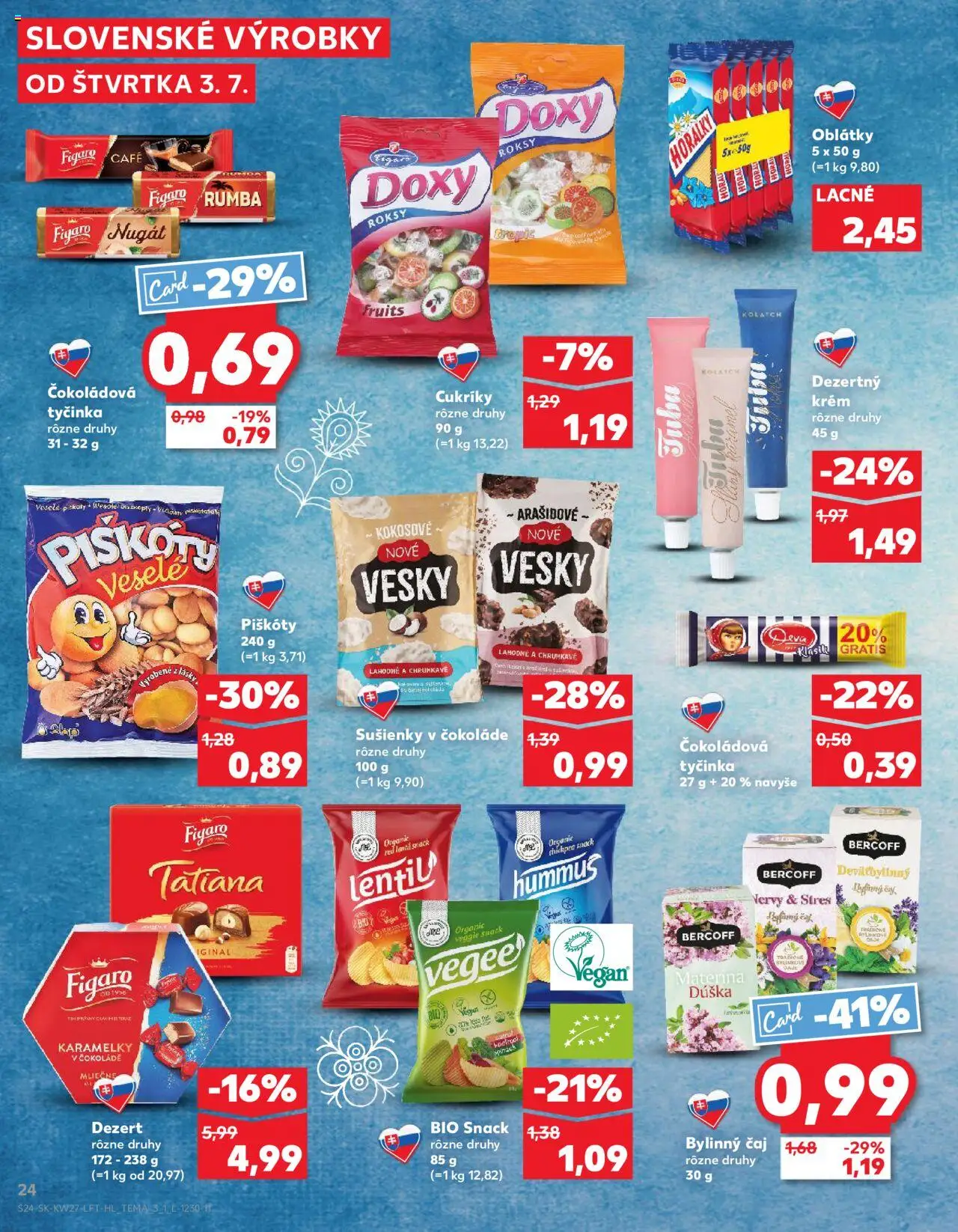 Nové Kaufland akcie – leták je platný od 03.07.2025 | Strana: 24 | Produkty: Čaj, Sušienky, Oblátky, Krém