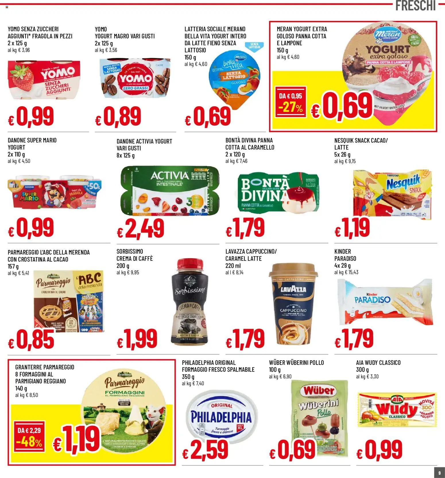 Volantino Galassia del 17/09/2026 | Pagina: 9 | Prodotti: Latte, Formaggio, Lavazza, Parmigiano
