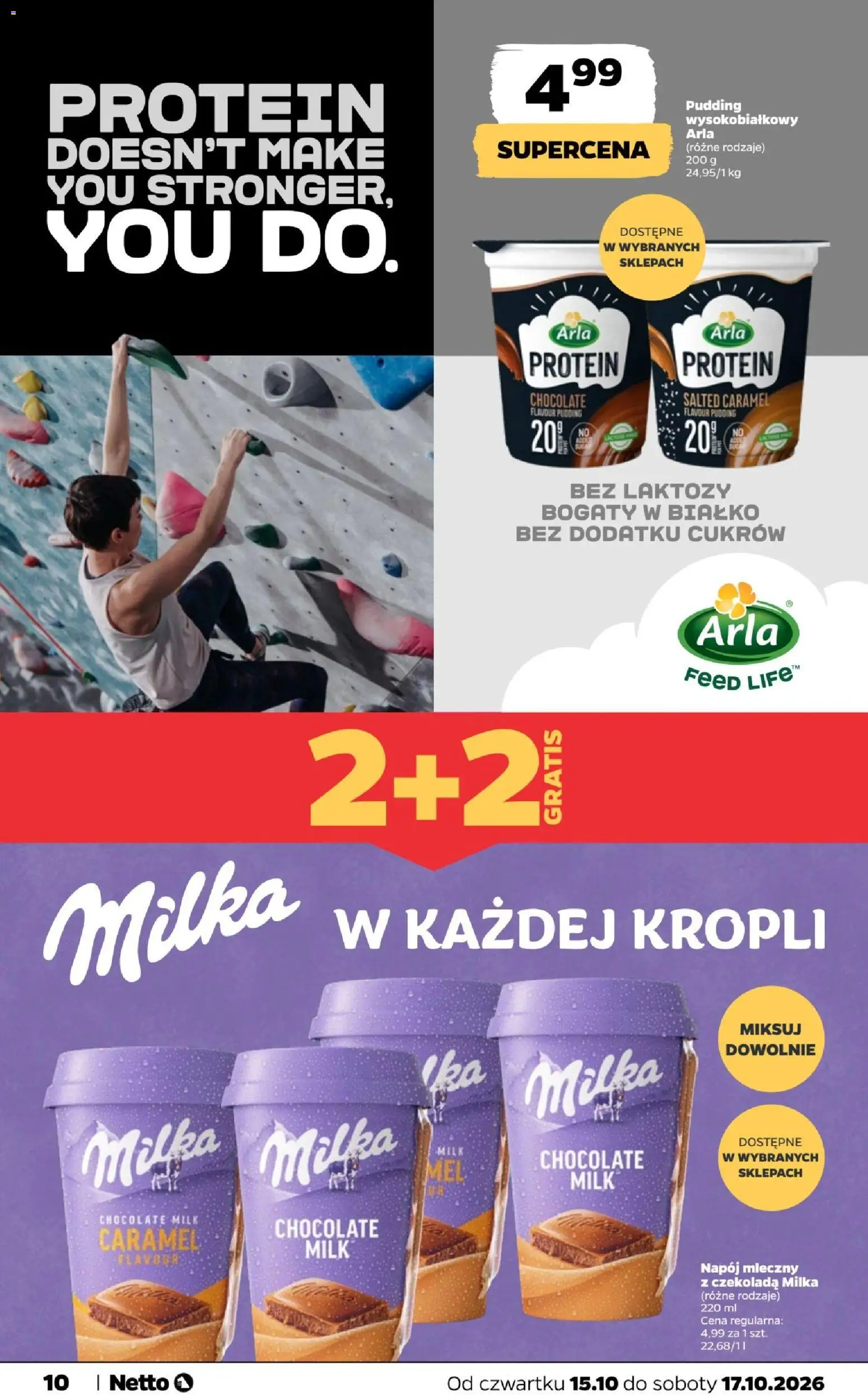 Netto gazetka od czwartku od 15.10.2026 | Strona: 10 | Produkty: Protein pudding, Czekolada milka, Napój mleczny, Czekolada