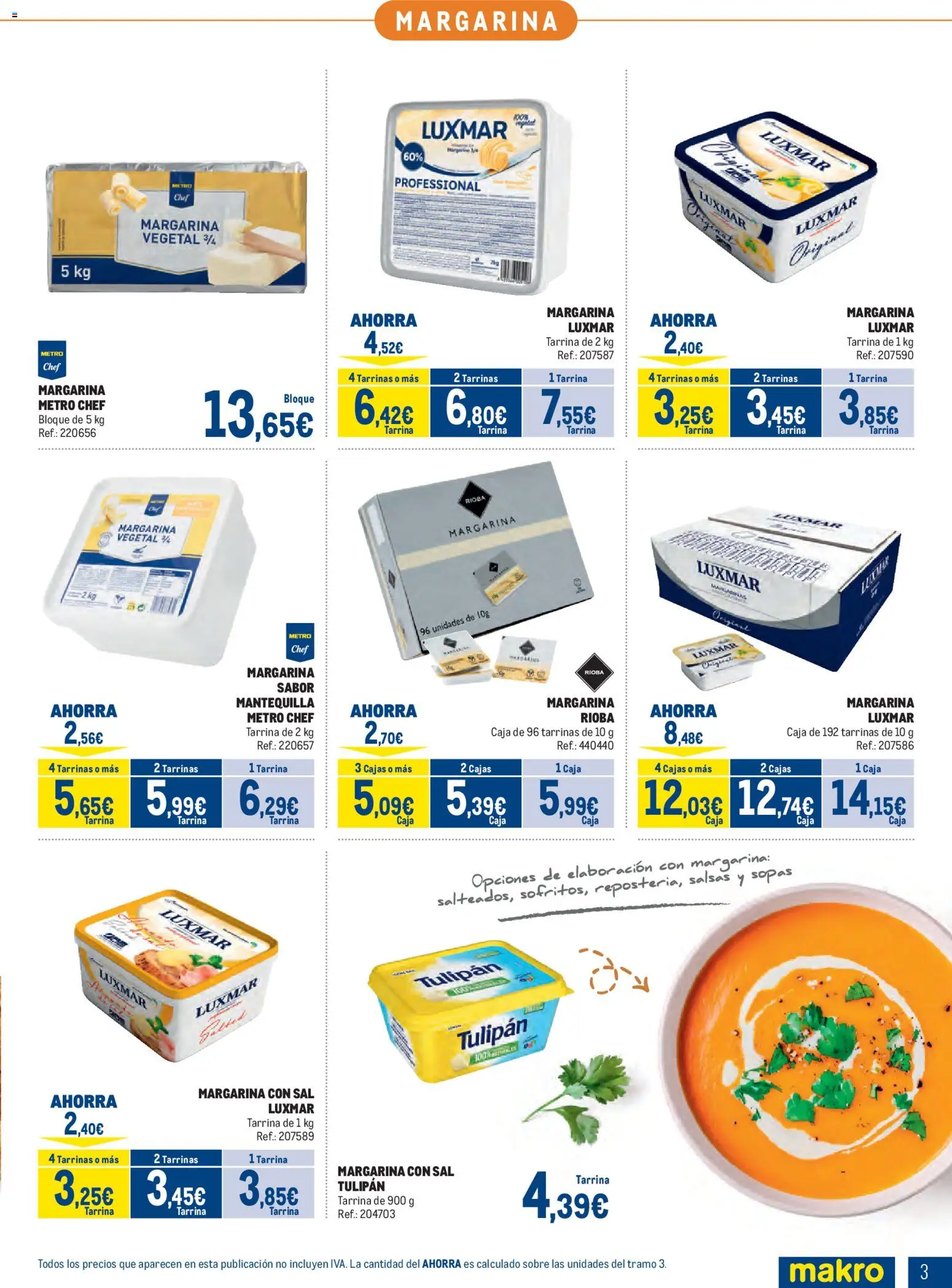 Makro Lácteos │ válido desde el 05/10/2026 | Página: 3 | Productos: Margarina, Sopas, Sal, Mantequilla