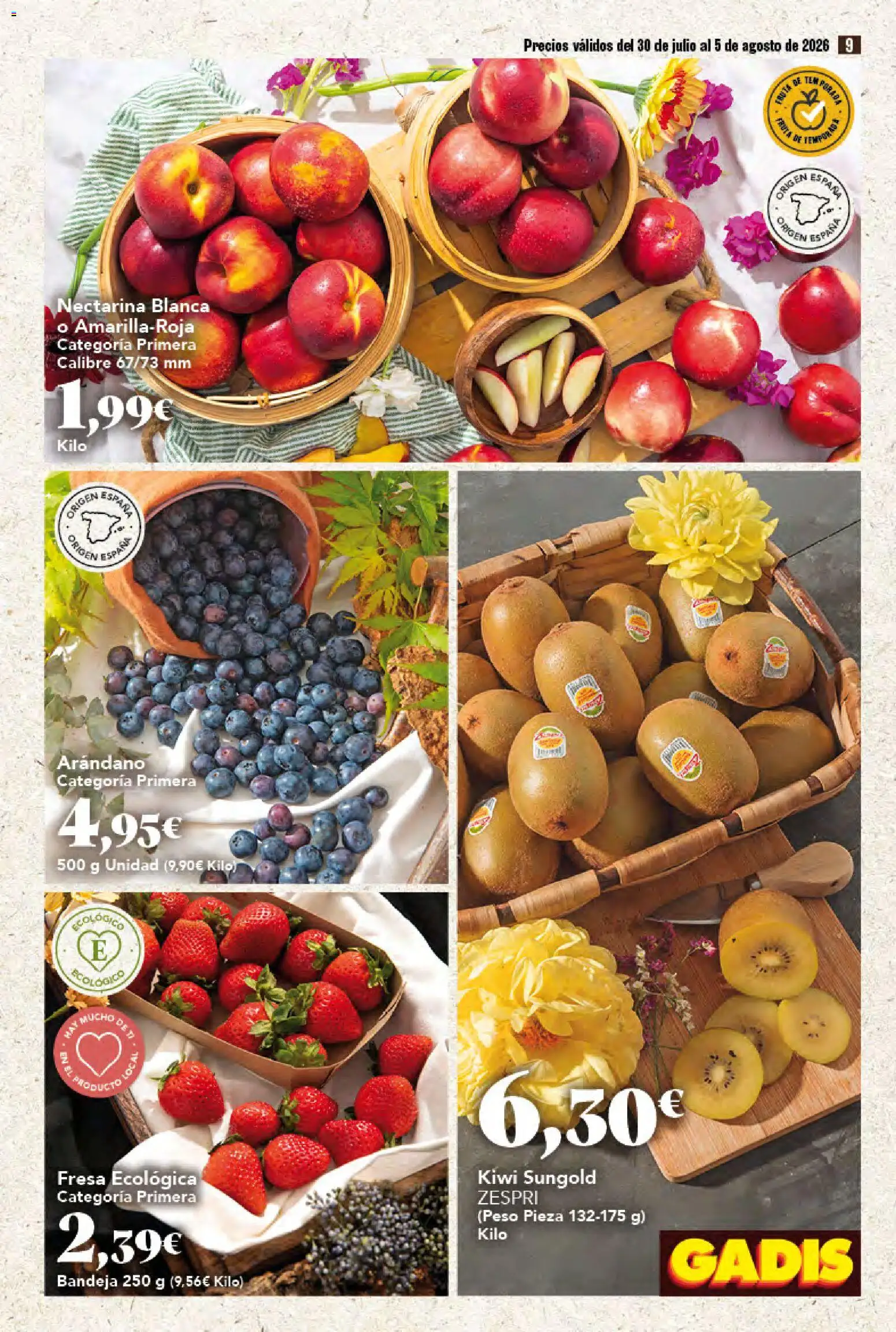 Gadis folleto │ válido desde el 30/07/2026 | Página: 9 | Productos: Kiwi, Peso, Bandeja