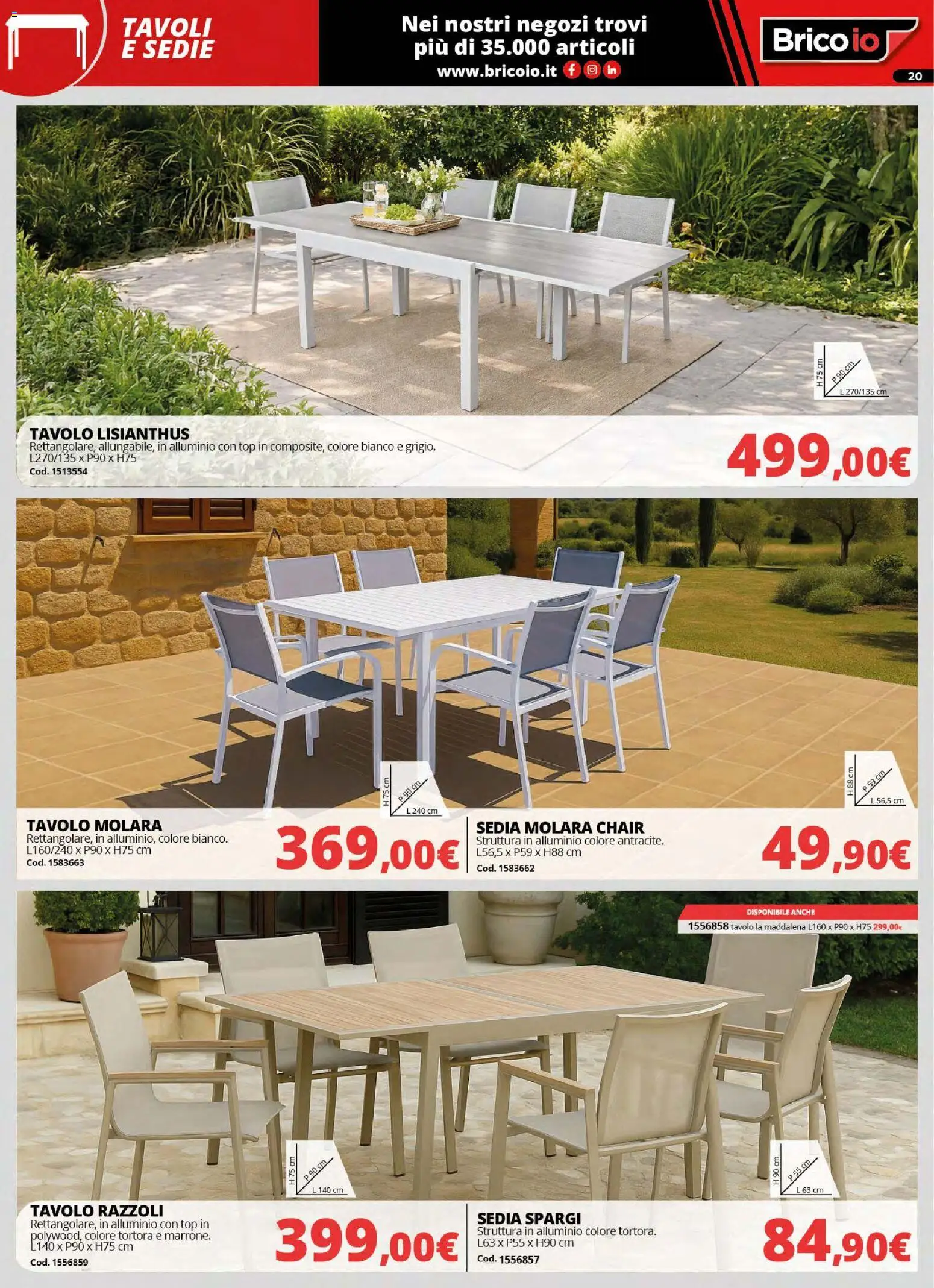 Volantino Brico io del 30.03.2026 | Pagina: 20 | Prodotti: Top, Alluminio, Tavolo, Sedia