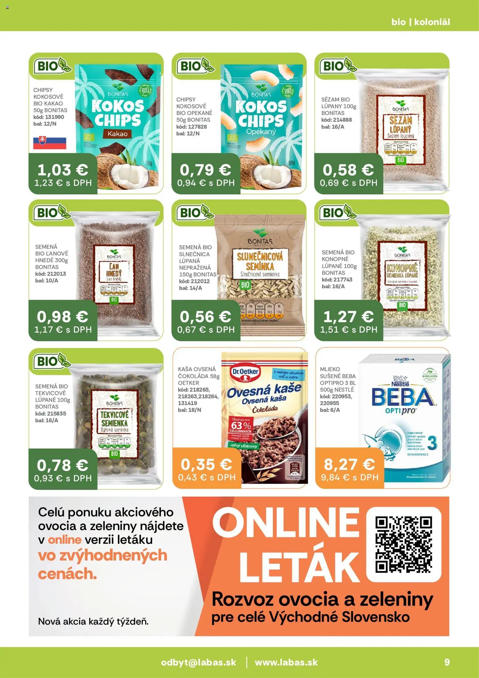 Nové Labaš akcie – leták je platný od 08.05.2026 | Strana: 9 | Produkty: Čokoláda, Chipsy, Kakao, Beba