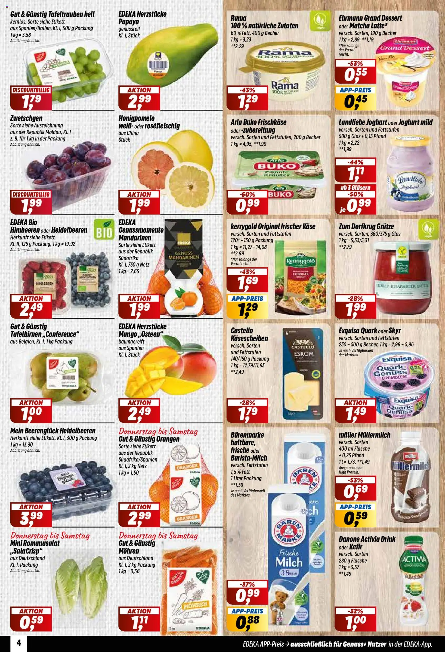 Simmel Prospekt – gültig ab 19.10.2026 | Seite: 4 | Produkte: Danone activia, Orangen, Mohren, Landliebe joghurt