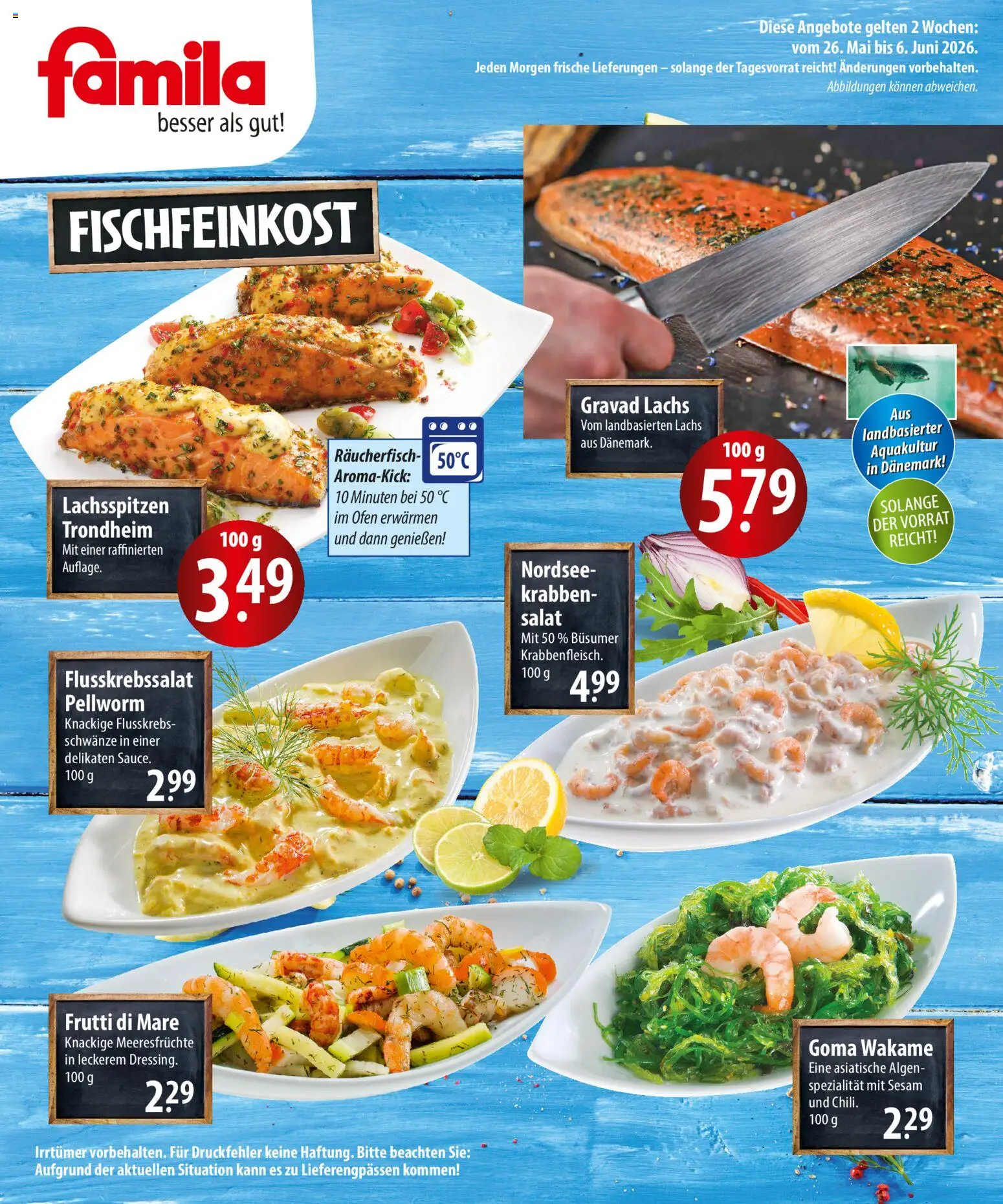 Famila Fischmarkt – gültig ab 26.05.2026 | Seite: 2 | Produkte: Dressing, Lachs, Meeresfrüchte, Salat
