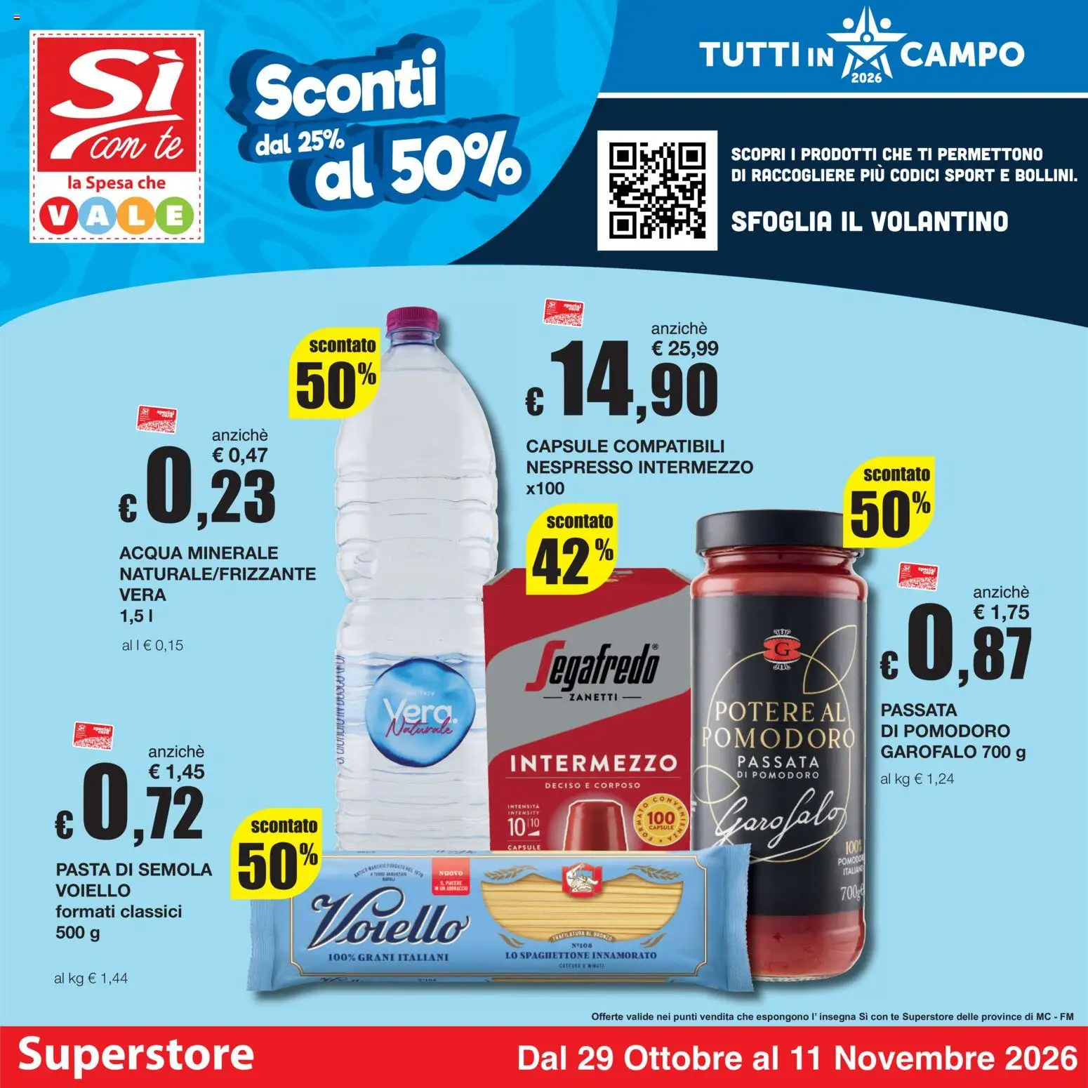 Volantino Sì con Te del 29/10/2026 | Pagina: 1 | Prodotti: Tè, Pasta di semola, Pasta, Semola