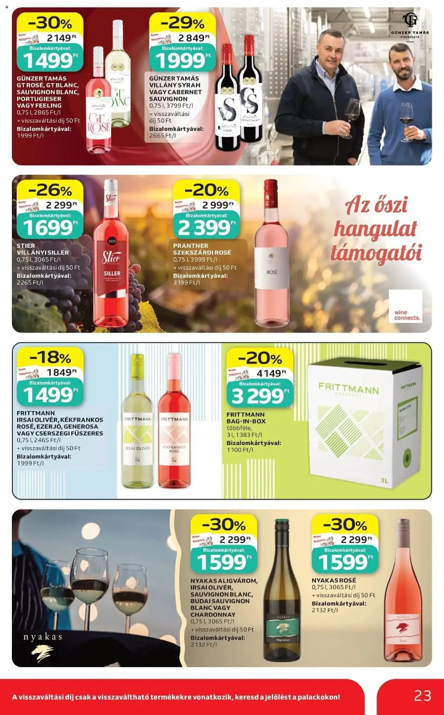 Auchan akciós újság Debrecen - 2026.10.29. -tól/töl > akció, lapozható szórólap 🛍️ | Oldal: 23 | Termékek: Cabernet, Irsai Olivér, Cabernet Sauvignon, Rosé