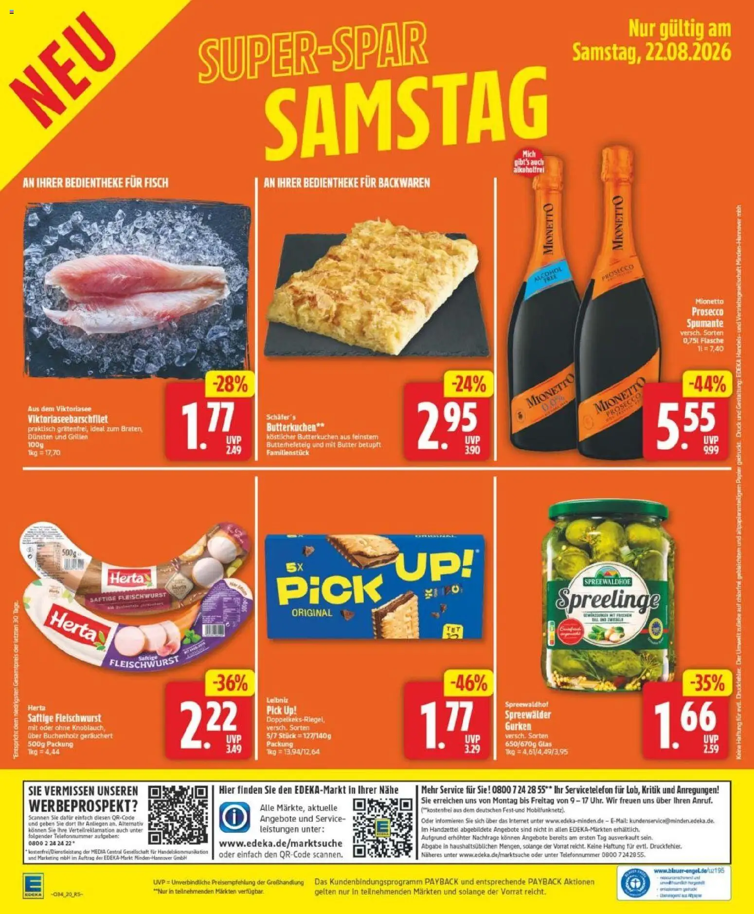 Edeka Prospekt Hannover – gültig ab 17.08.2026 | Seite: 20 | Produkte: Butter, Fisch, Prosecco, Gurken