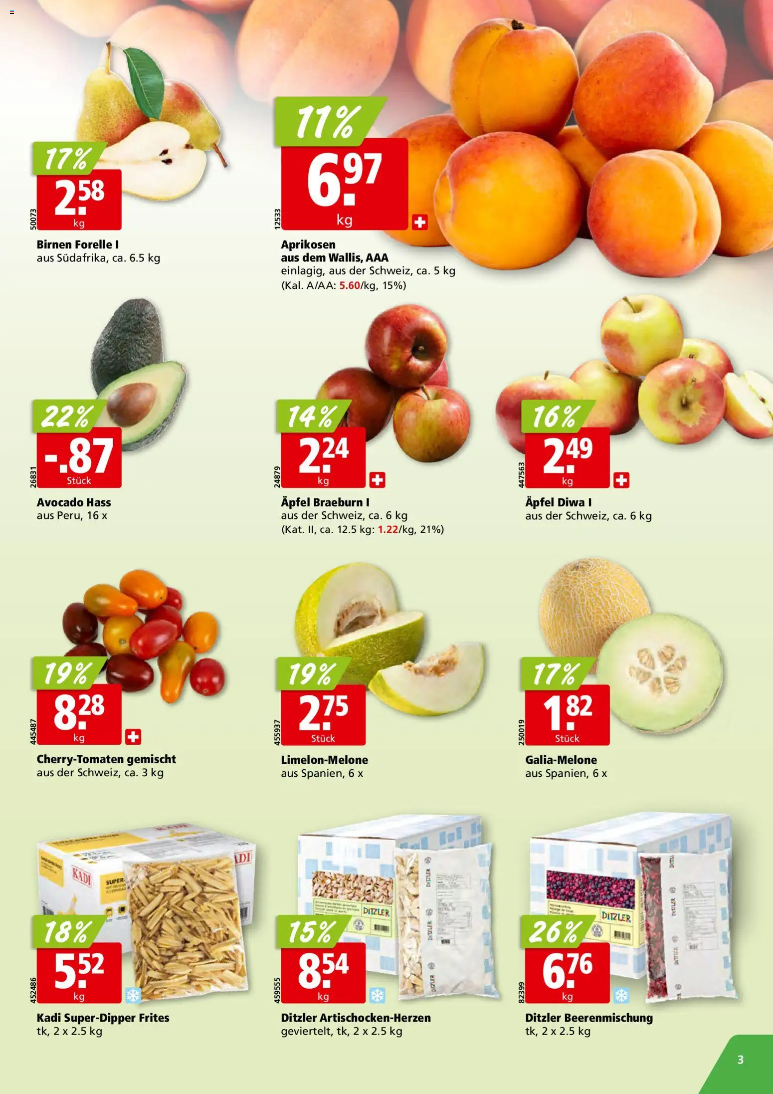 Aligro aktionen Schlieren, Gossau SG, Frauenfeld, Rapperswil-Jona, Sargans, Bern – gültig ab 29.06.2026 | Seite: 3 | Produkte: Äpfel, Avocado