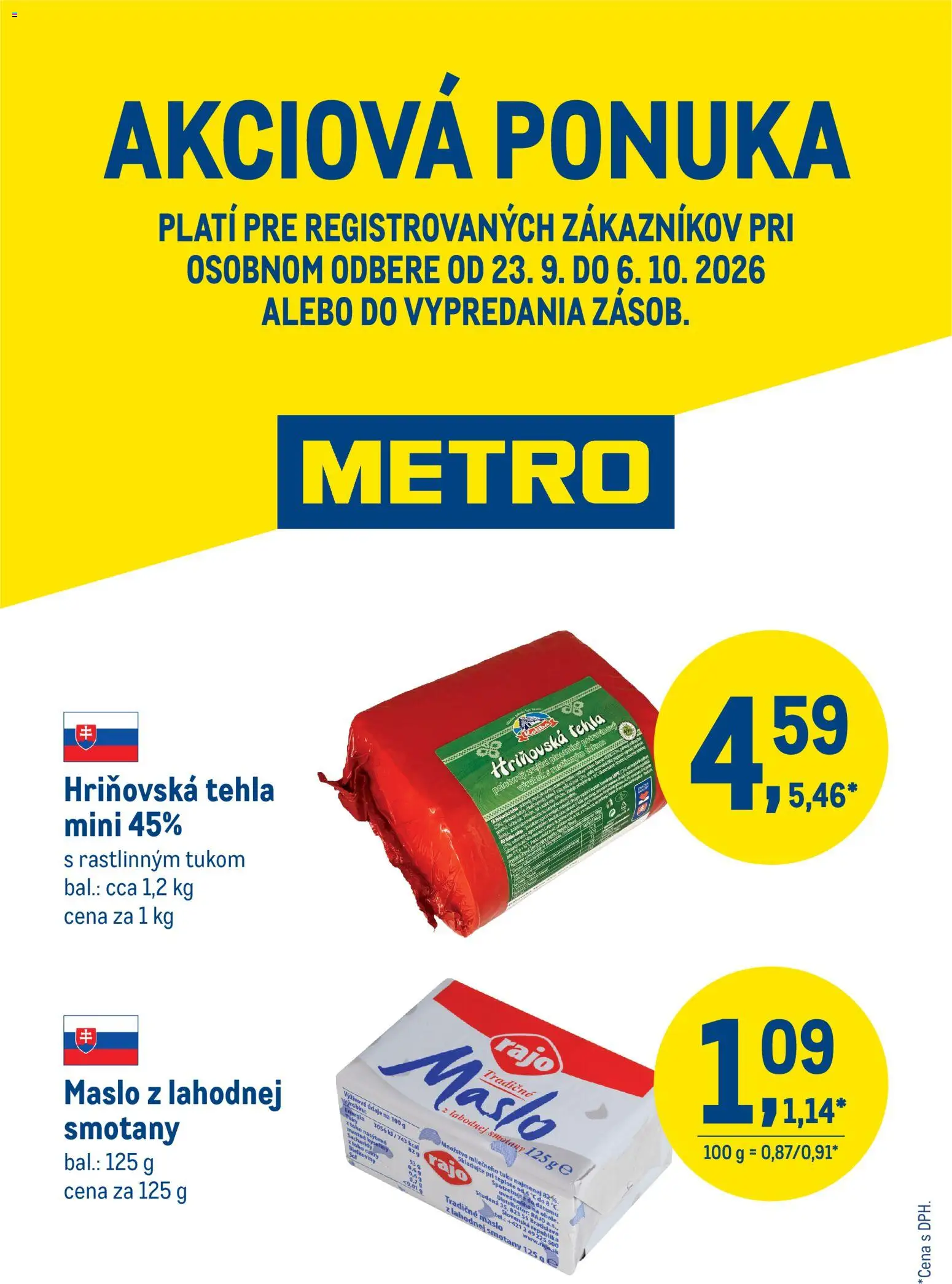 Nové Metro akcie – leták je platný od 23.09.2026 | Strana: 1 | Produkty: Maslo