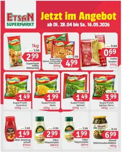 ETSAN Flugblatt ab 28.04.2026 gültig | Seite: 3 | Produkte: Ketchup, Mayonnaise, Käse, Nudeln