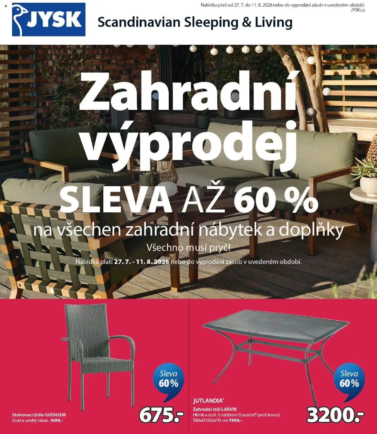 JYSK leták - Zahradní výprodej od 27.07.2026 | Strana: 1