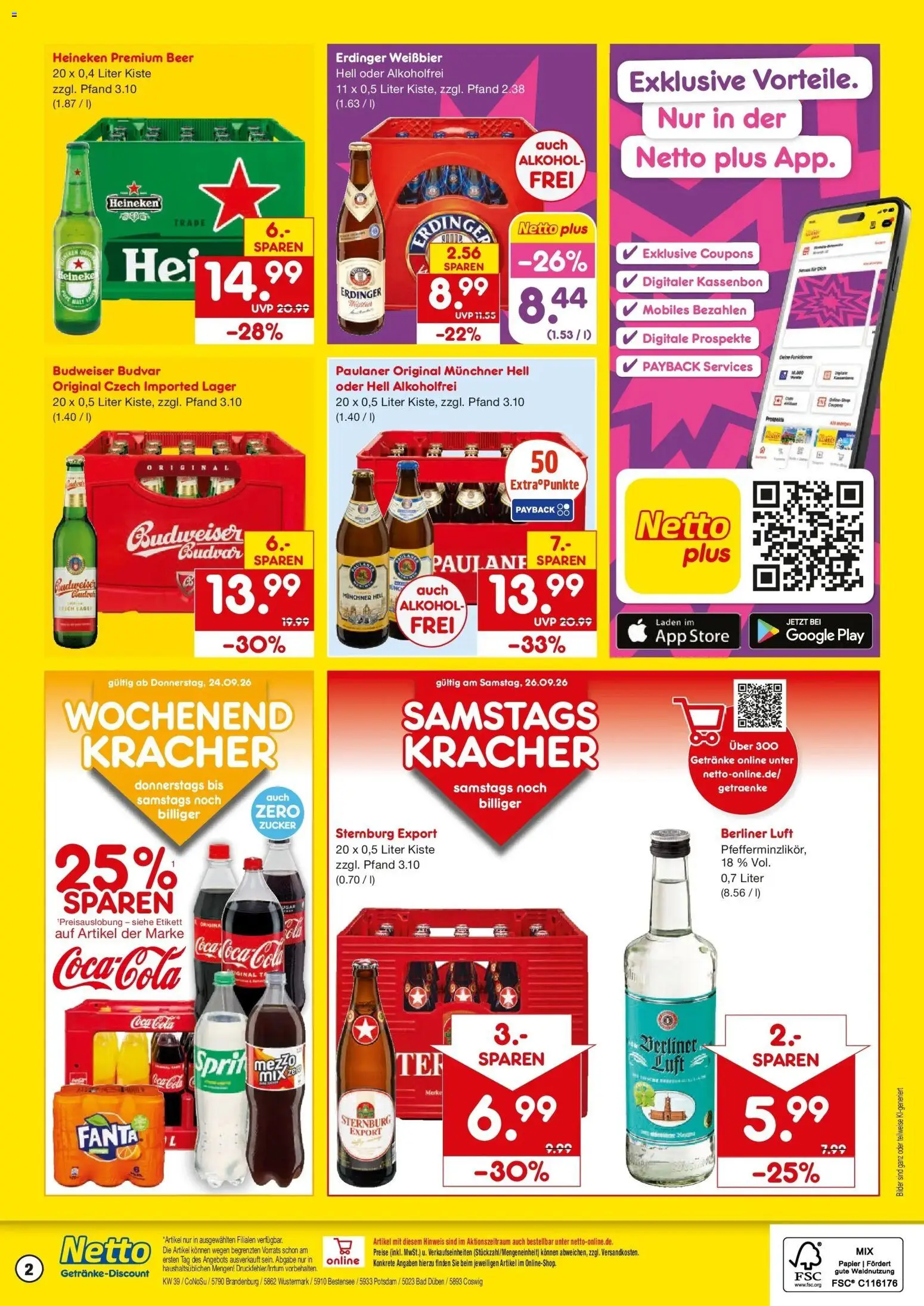 Netto Marken-Discount Prospekt Bad Düben – gültig ab 21.09.2026 | Seite: 2 | Produkte: Fanta, Erdinger, Heineken, Paulaner