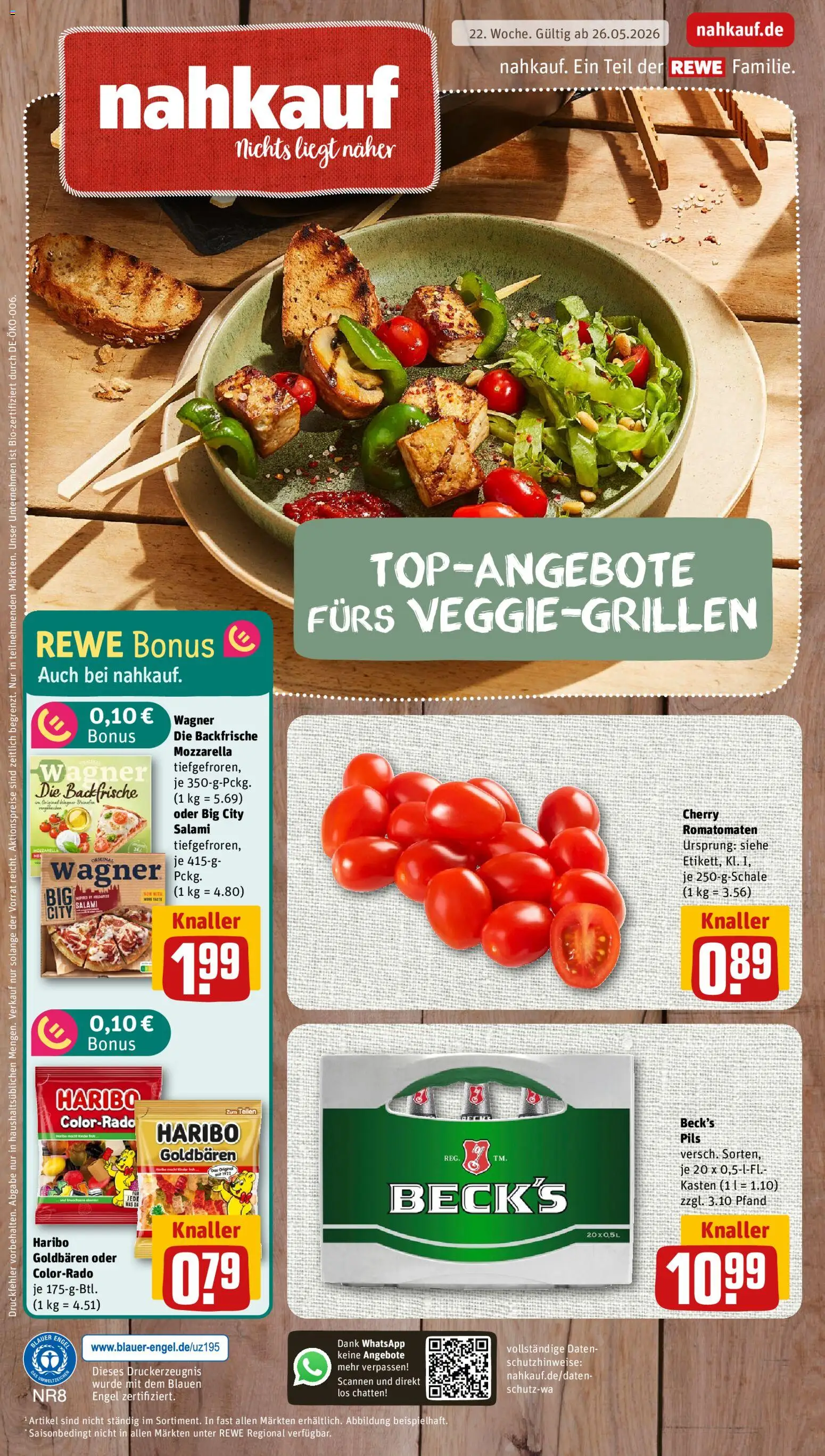 Nahkauf Prospekt – gültig ab 25.05.2026 | Seite: 1 | Produkte: Haribo, Mozzarella, Pils, Salami