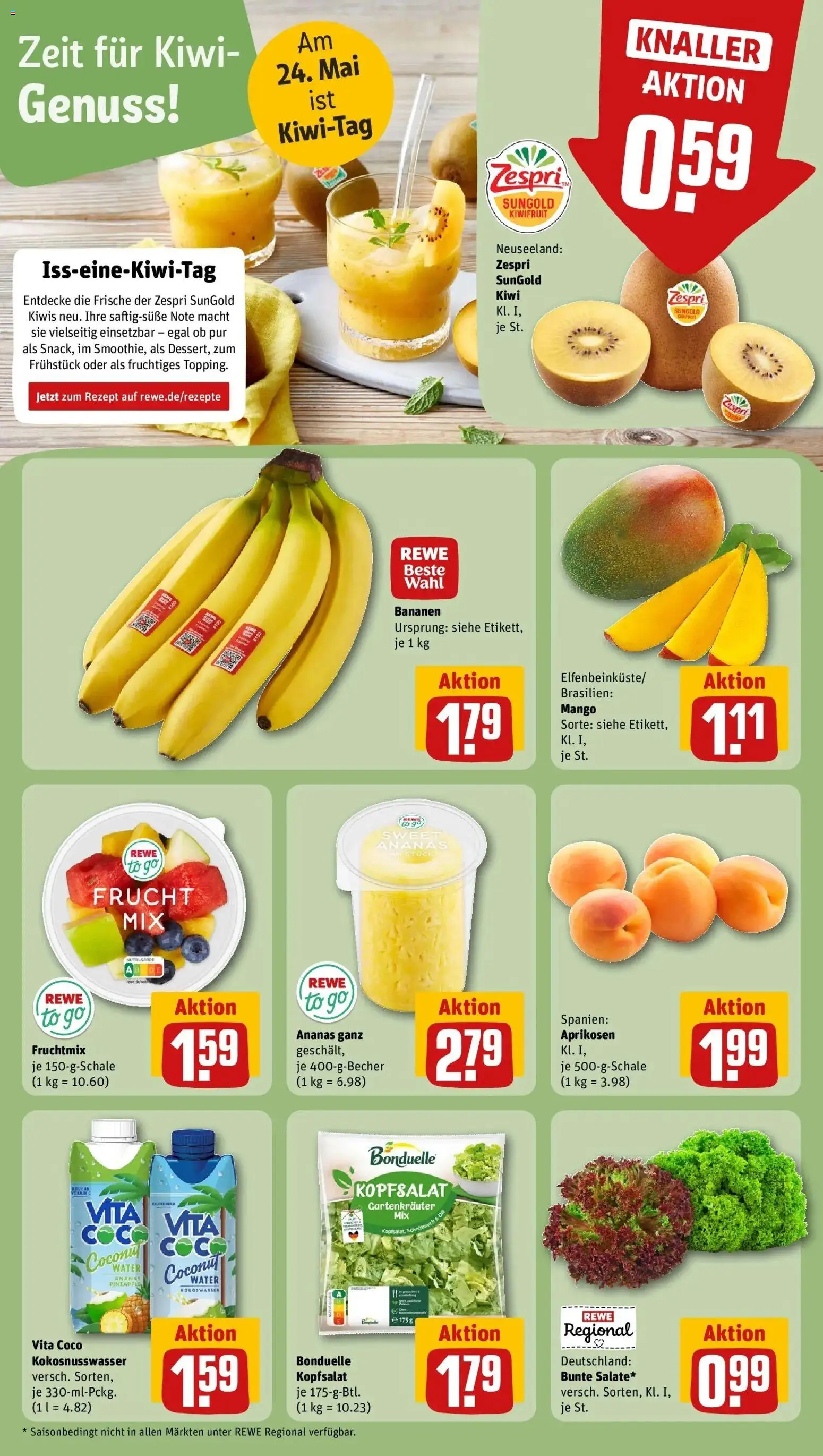 Rewe Prospekt Friedrichshafen – gültig ab 17.05.2026 | Seite: 10 | Produkte: Bananen, Ananas, Mango, Kiwi