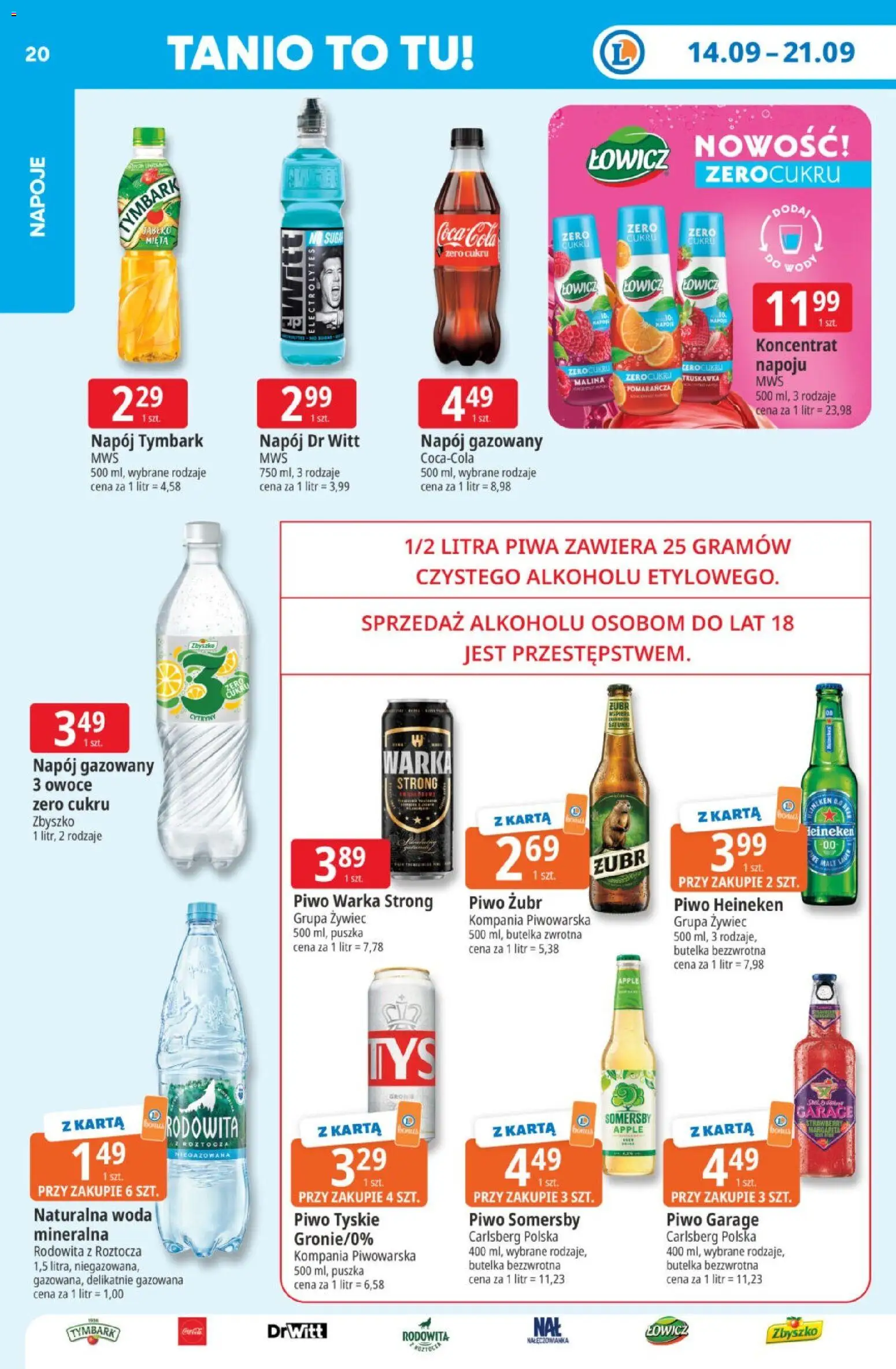 E.Leclerc gazetka od 14.09.2026 | Strona: 20 | Produkty: Karta, Piwo Garage, Piwo Warka, Piwo