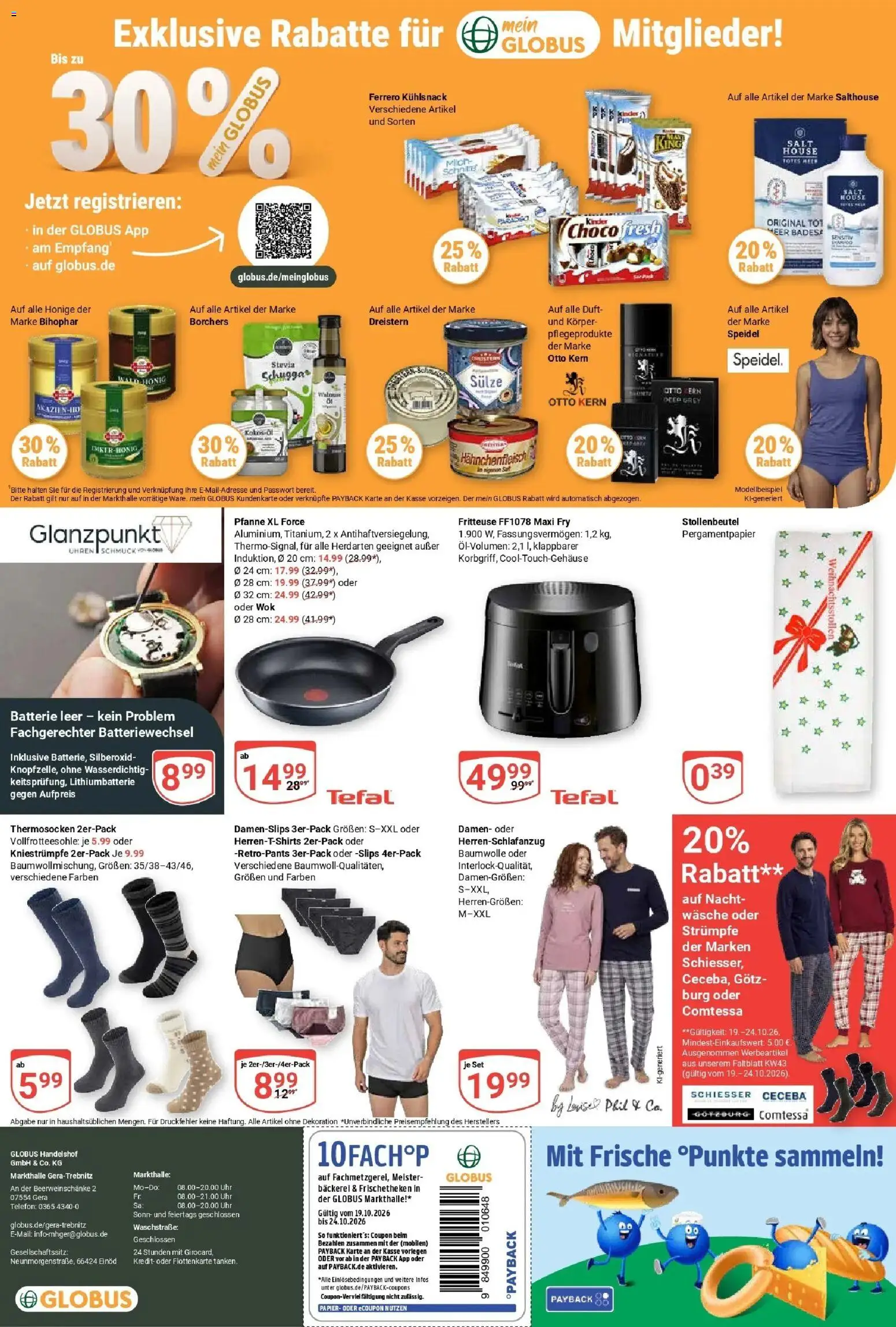 Globus Prospekt Gera (ab 19.10.2026) » Angebote online | Seite: 34 | Produkte: Strümpfe, Kniestrümpfe, Batterie, Uhr