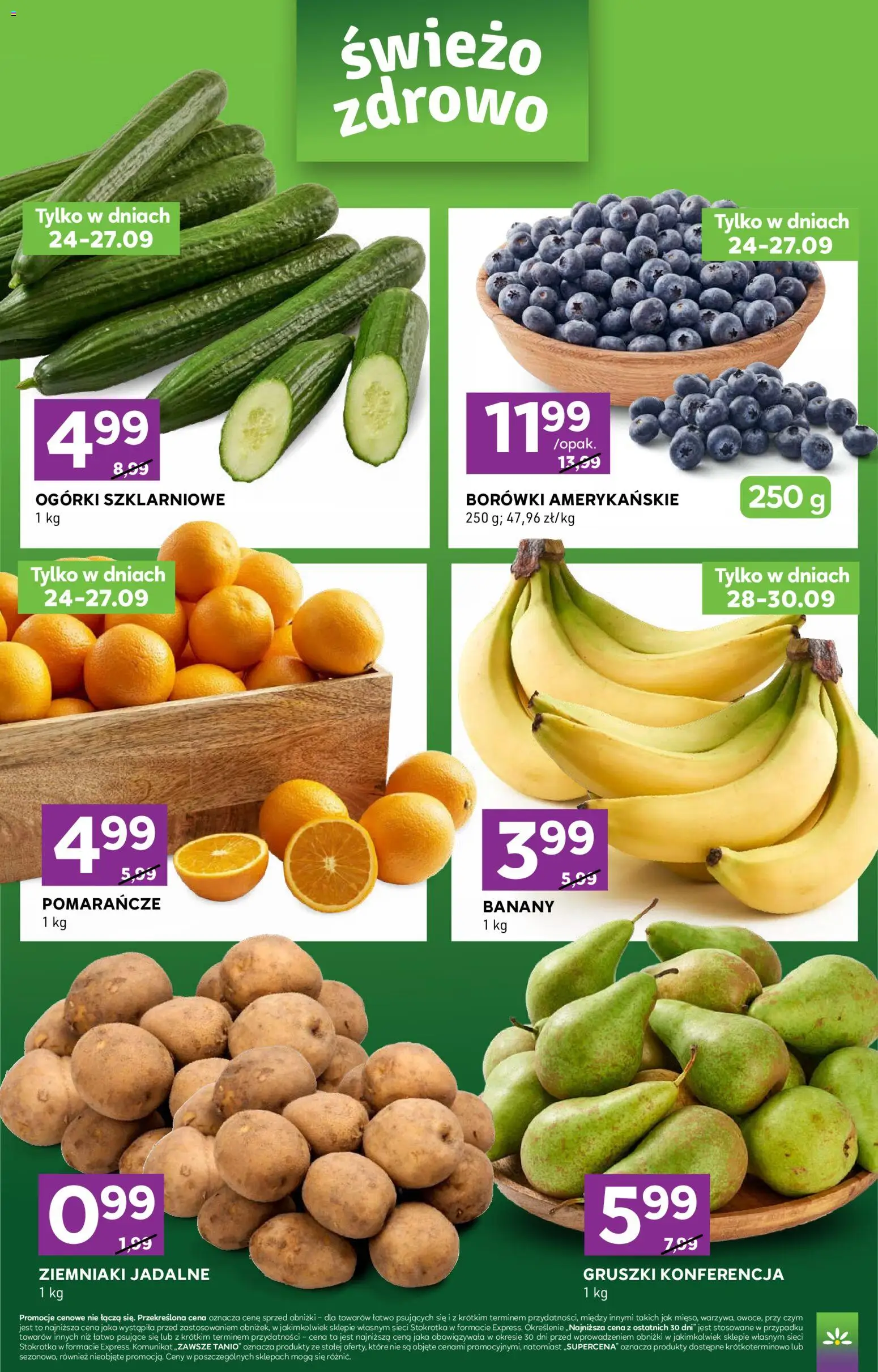 Stokrotka gazetka - Express od 24.09.2026 | Strona: 2 | Produkty: Borówki, Stokrotka, Banany, Ogórki