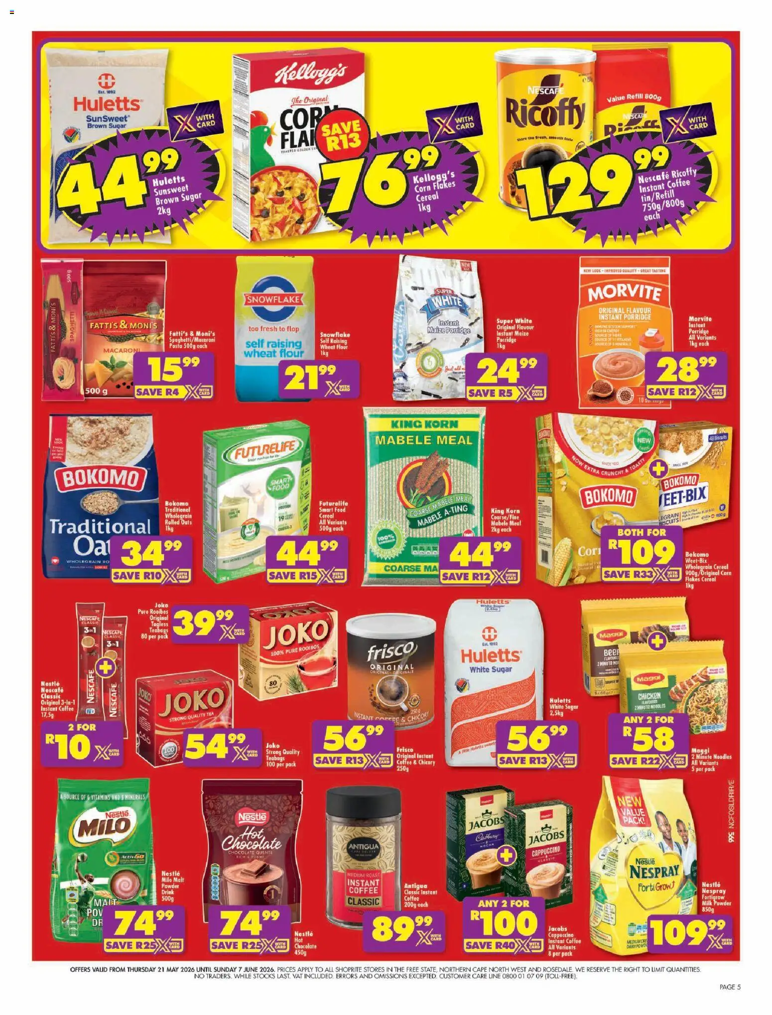 New Shoprite catalogue – valid from 21.05.2026 | Page: 5 | Products: BB cream, Corn, Noodles, Sugar