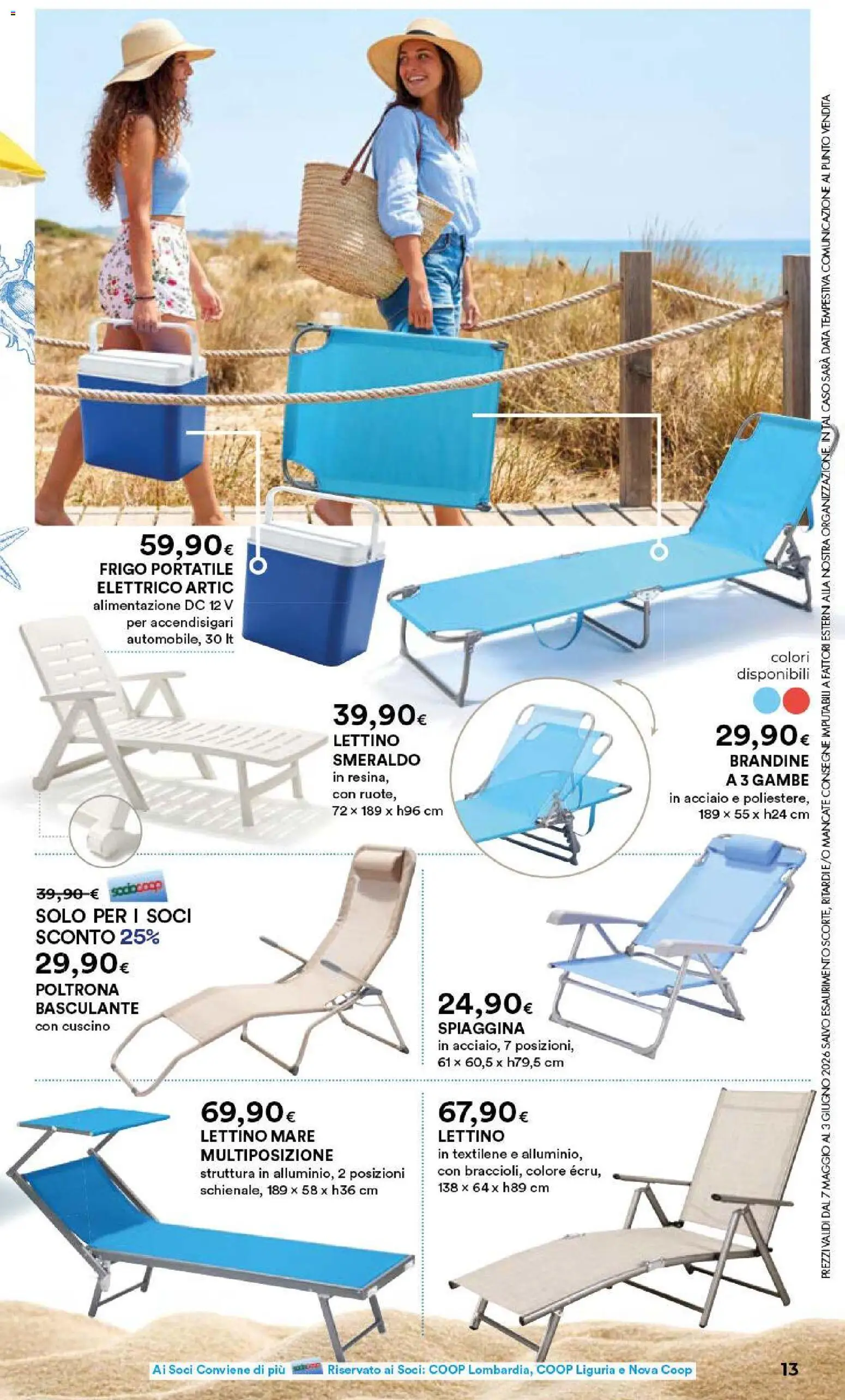 Volantino Ipercoop del 07.05.2026 | Pagina: 13 | Prodotti: Frigo portatile, Data, Cuscino, Poltrona