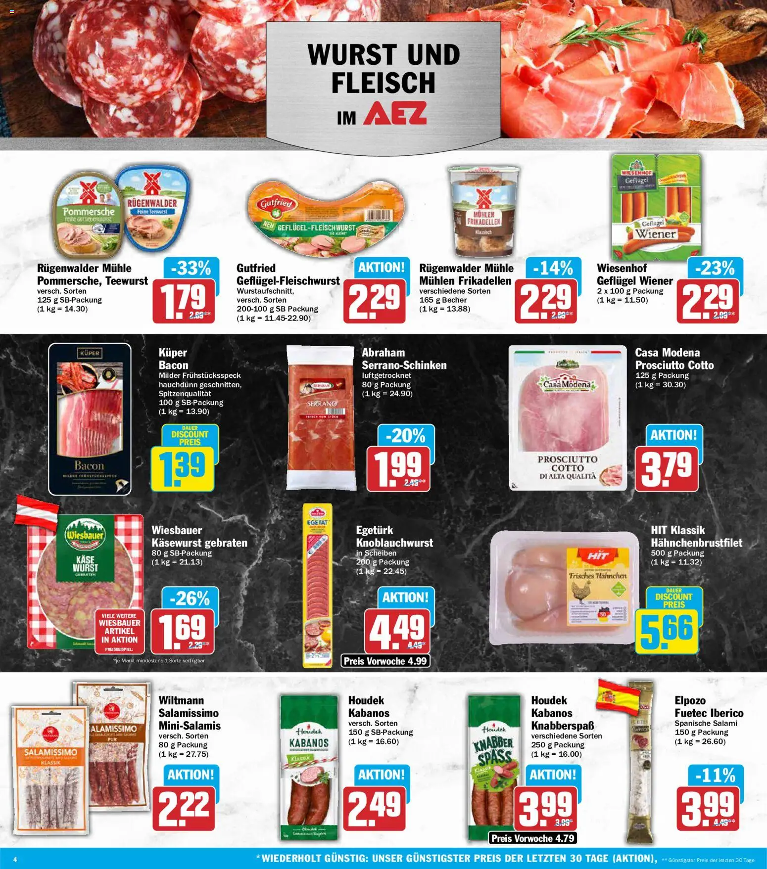 AEZ Prospekt – gültig ab 21.09.2026 | Seite: 4 | Produkte: Mühle, Wurst, Salami, Fleisch