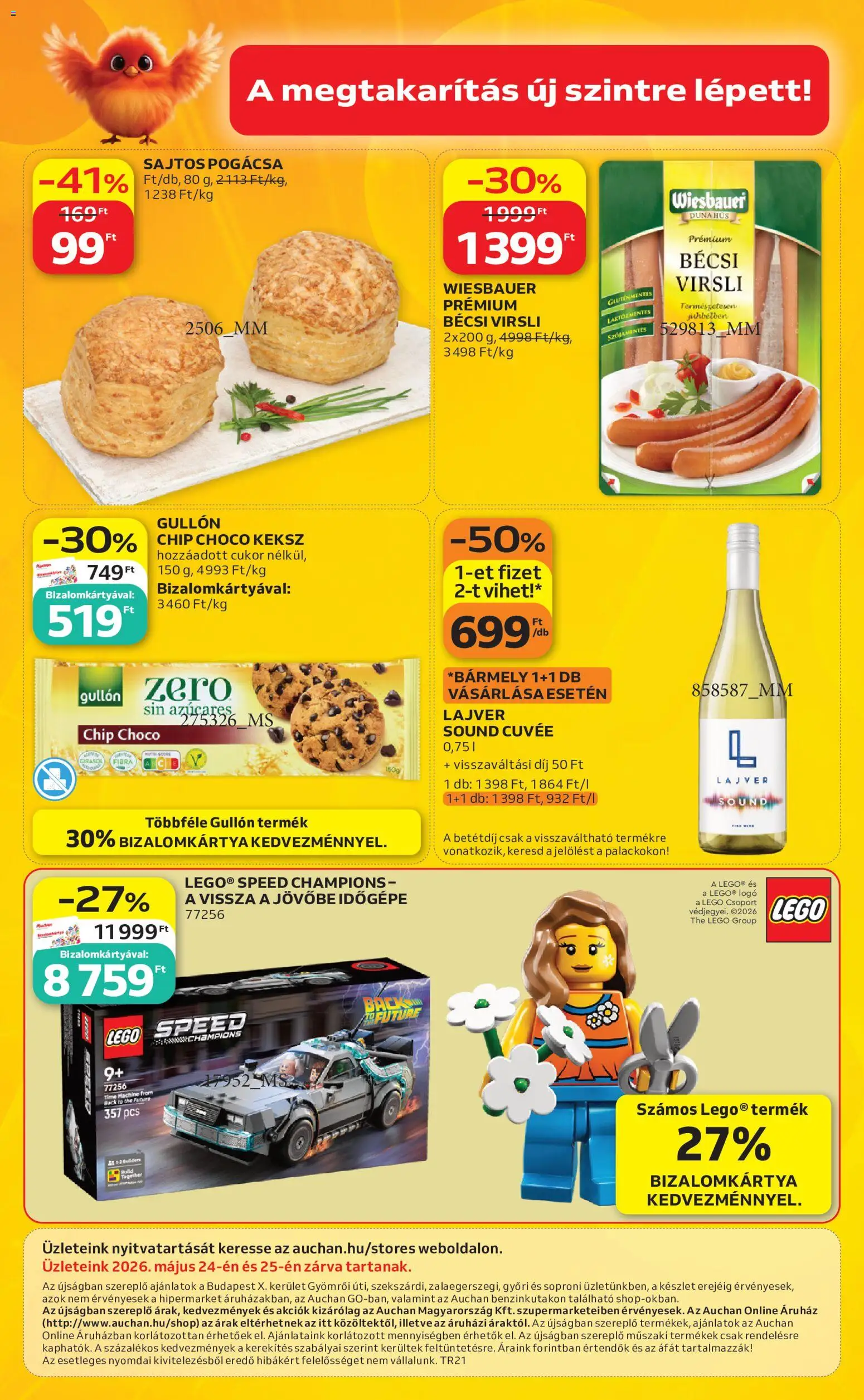 Auchan akciós ujság - amely érvényes a következő dátumtól: 21.05.2026 | Oldal: 16 | Termékek: Virsli, Gluténmentes, Pogácsa, Cukor