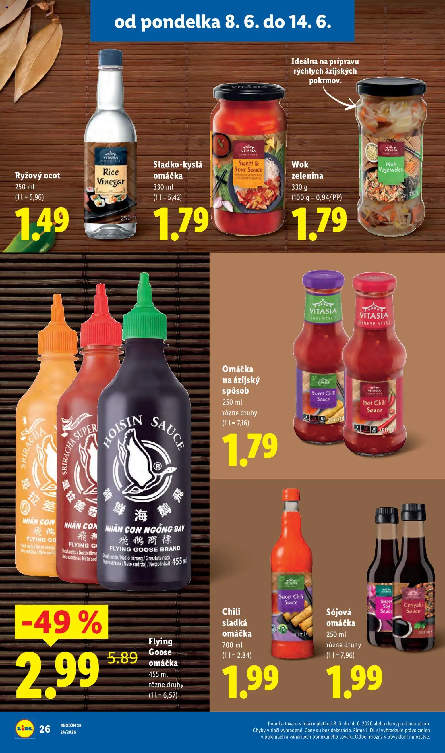 Nové Lidl akcie – leták je platný od 08.06.2026 | Strana: 38 | Produkty: Omáčka, Ocot