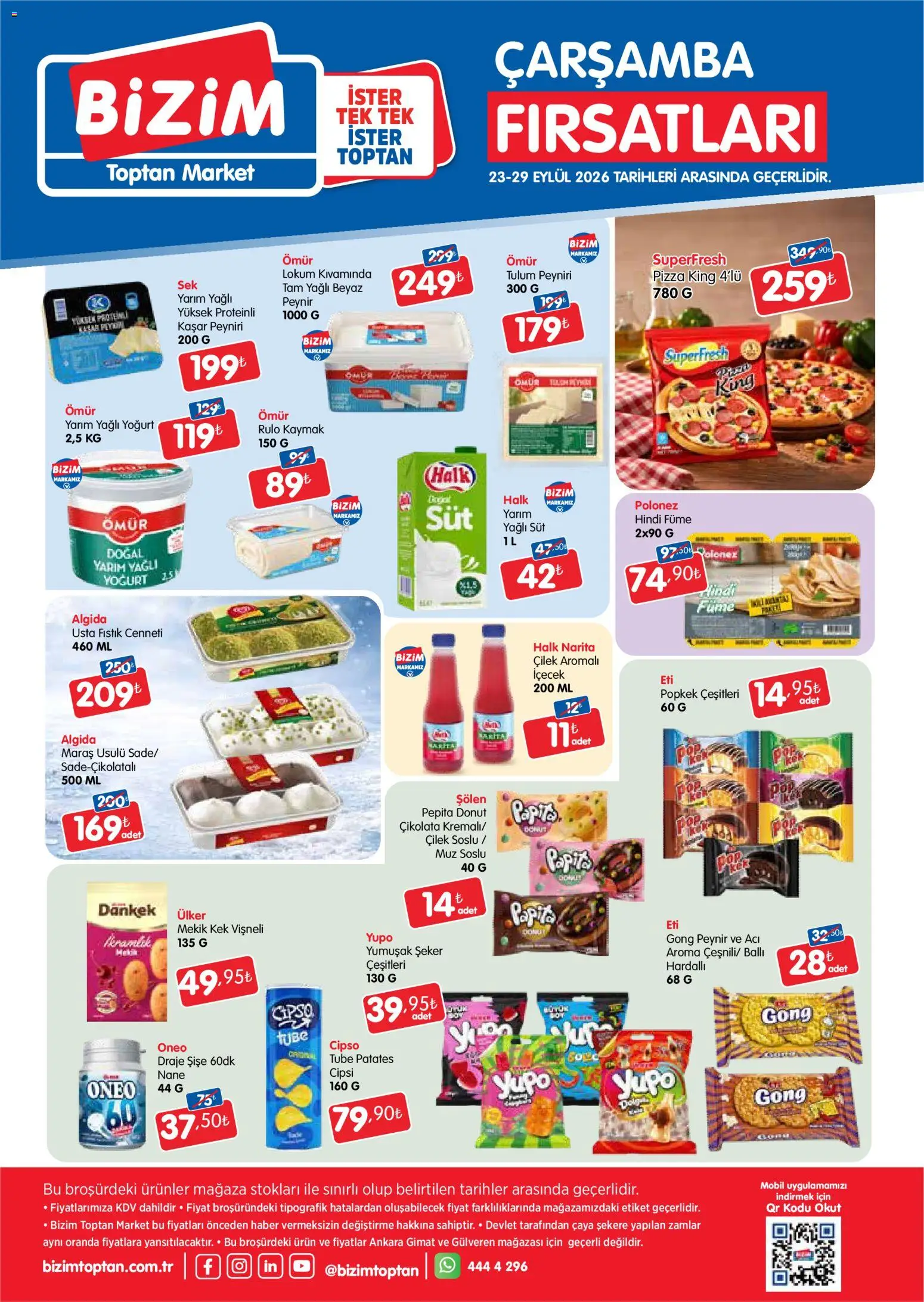 Bizim Toptan Katalog - 23 Eylül 2026 tarihinden itibaren geçerlidir | Sayfa: 1 | Ürünler: Süt, Pizza, Şeker, Çilek