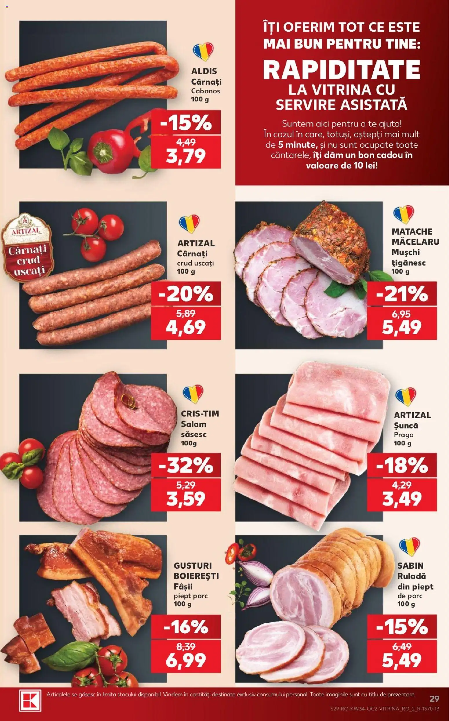Noul catalog Kaufland – valabil de la 19.08.2026 | Pagină: 29 | Produse: Sabin, Mușchi, Salam, Cârnați