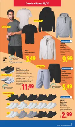 Vista previa CRIVIT Zapatillas deportivas, Material exterior de malla transpirable y forro de tejido muy cómodo. Acolchado cómodo en la lengüeta y el borde de la caña. Suela robusta compuesta de mezcla de goma con entresuela de EVA amortiguadora. 2 modelos. válido desde el 19/10/2026 | Página: 15