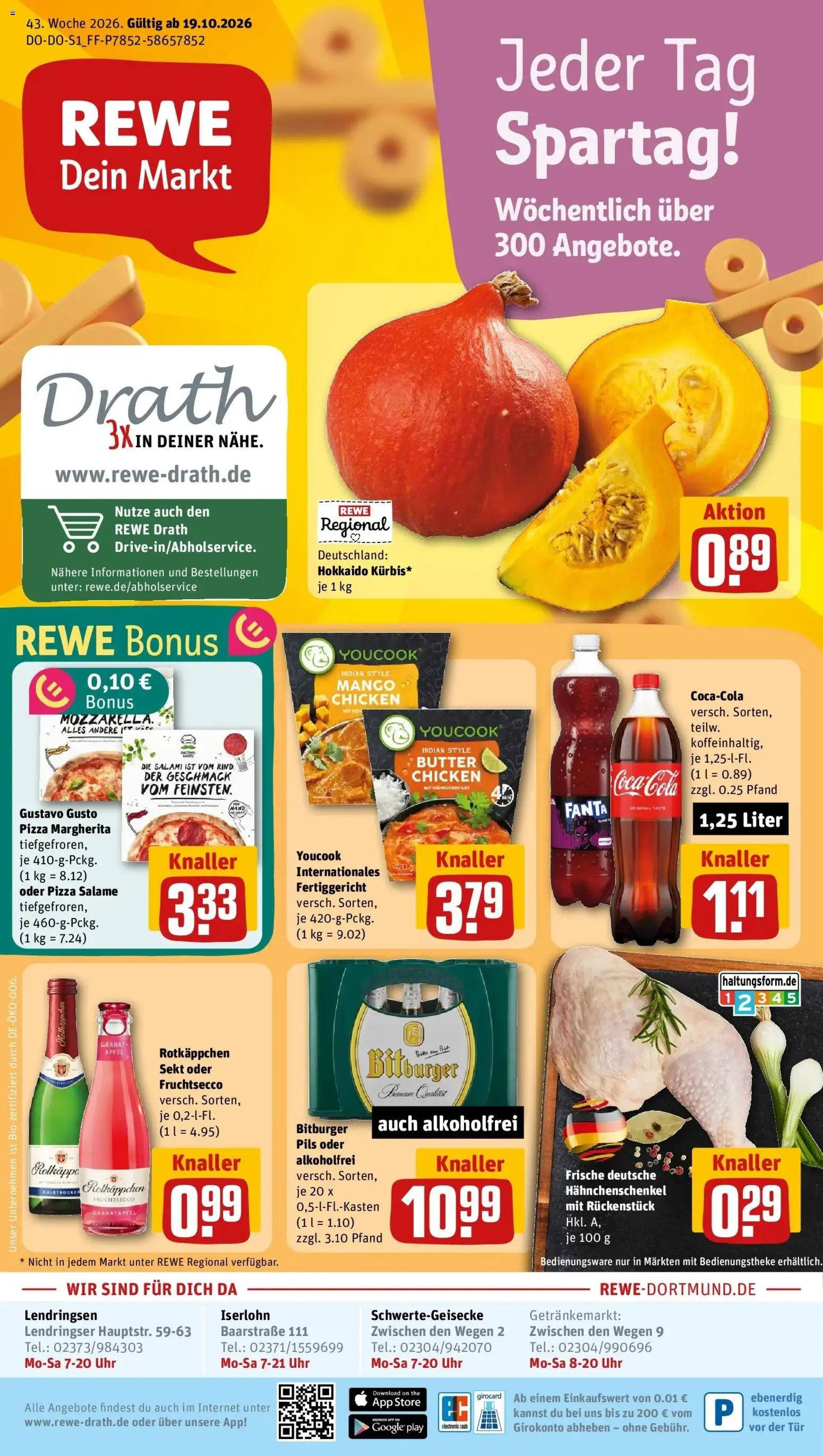 REWE Prospekt ab 19.10.2026 zum Blättern » Angebote | Seite: 3 | Produkte: Sekt, Pils, Fruchtsecco, Pizza