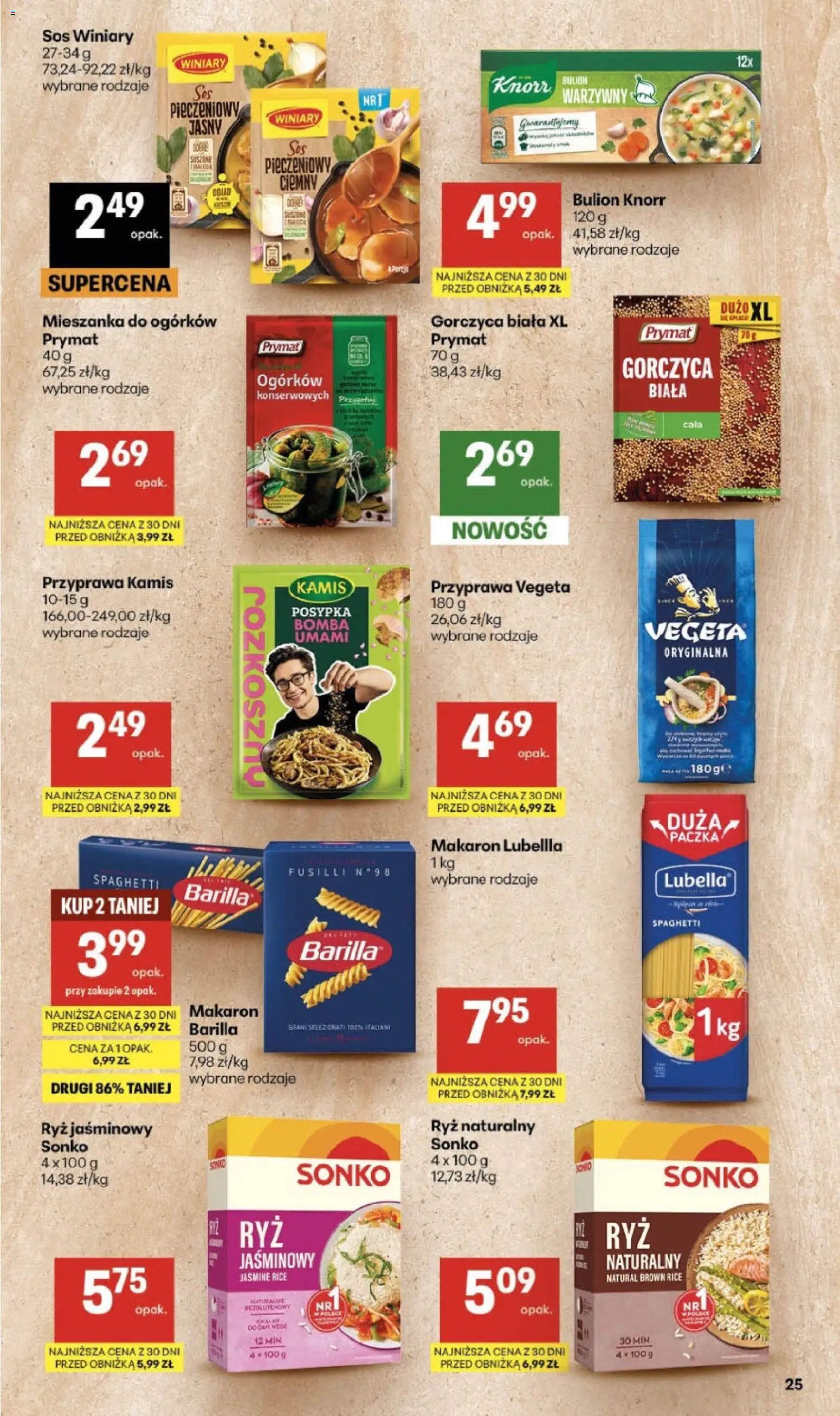 Delikatesy Centrum gazetka od 30.07.2026 | Strona: 25 | Produkty: Gorczyca, Barilla, Makaron, Sos