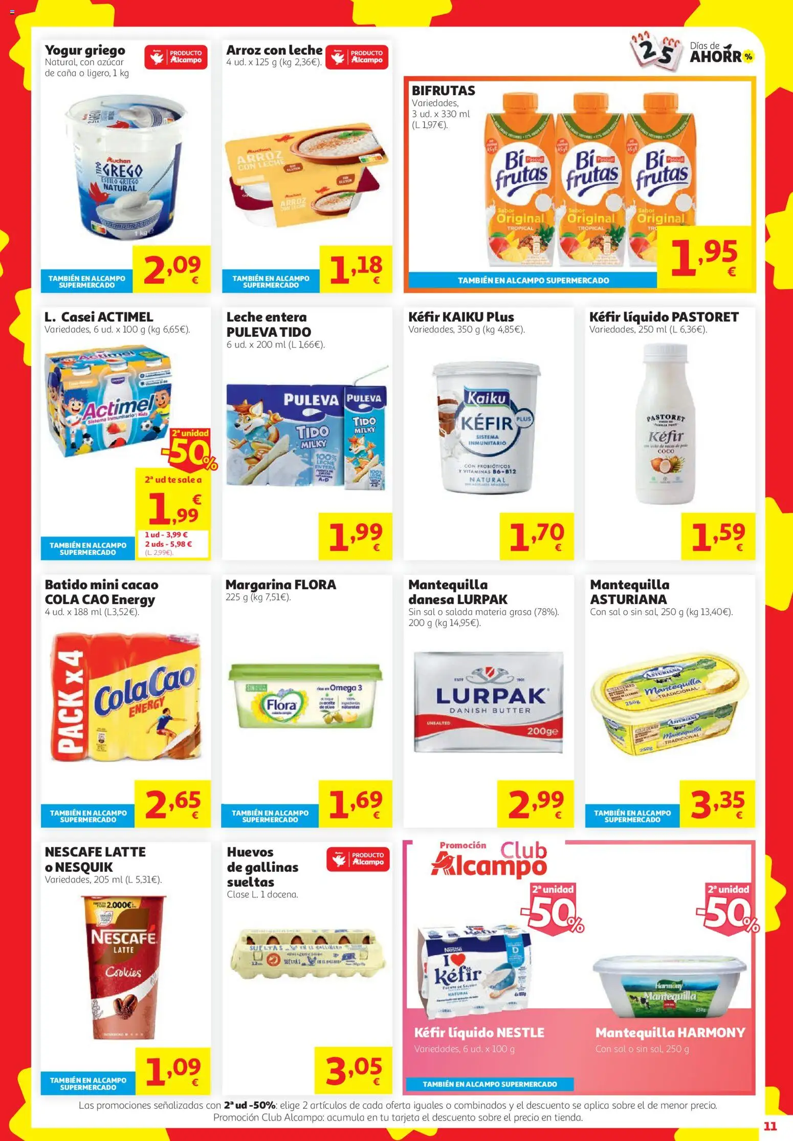 Alcampo HG Unico │ válido desde el 08/10/2026 | Página: 11 | Productos: Leche entera, Kéfir, Huevos, Azúcar