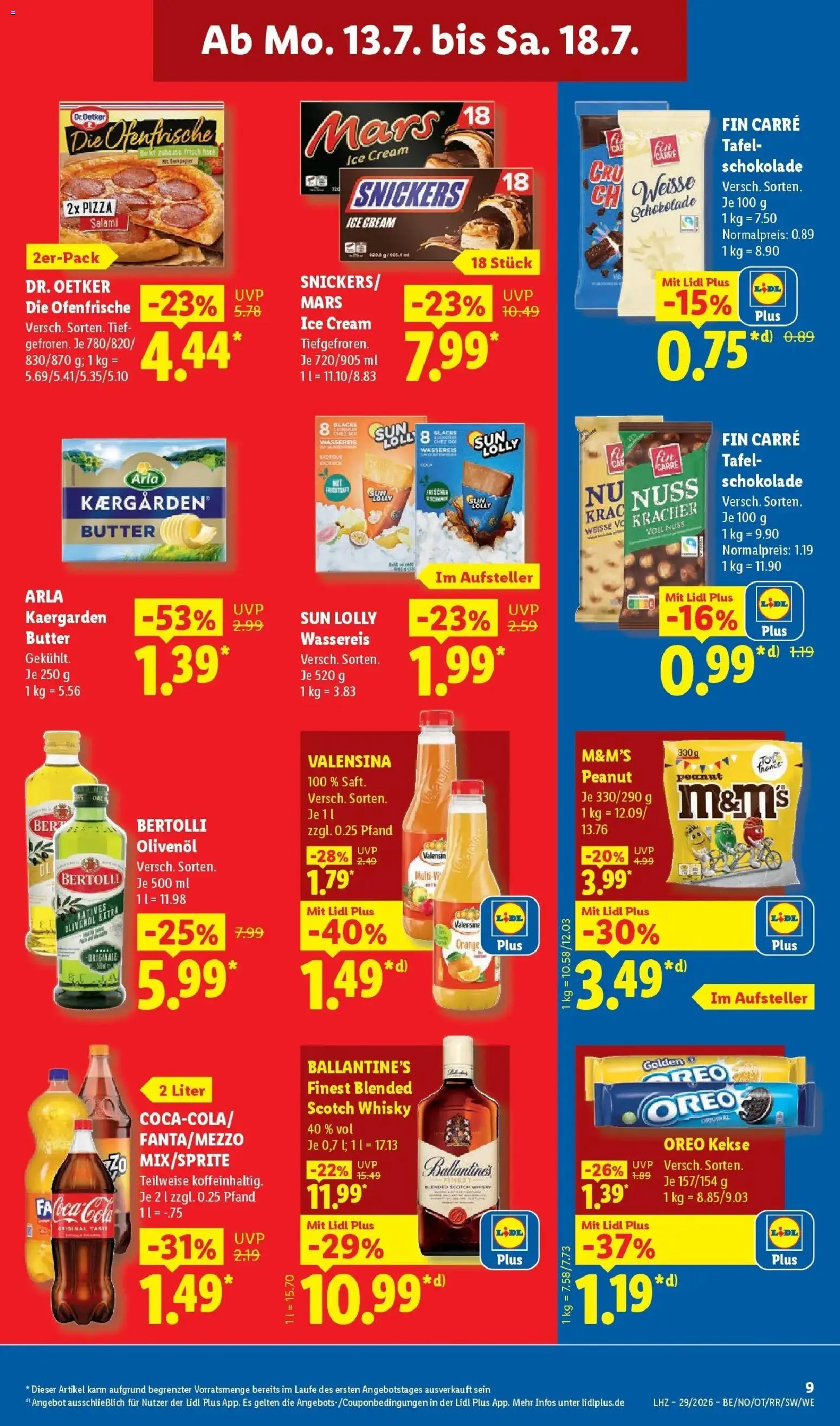 Lidl Prospekt Künzell – gültig ab 13.07.2026 | Seite: 19 | Produkte: Whisky, Ofenfrische, Mars, Pizza