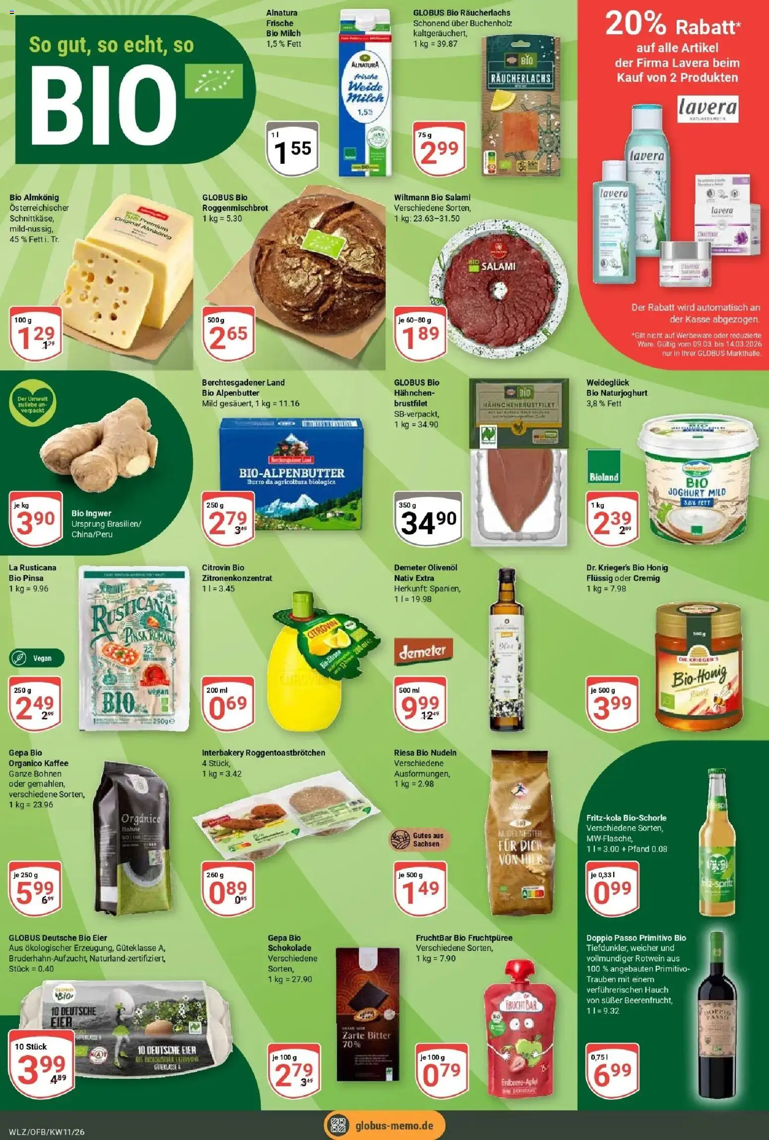 Globus prospekt Weischlitz	 – gültig ab 09.03.2026 | Seite: 15 | Produkte: Hahnchen, Joghurt, Kaffee, Salami