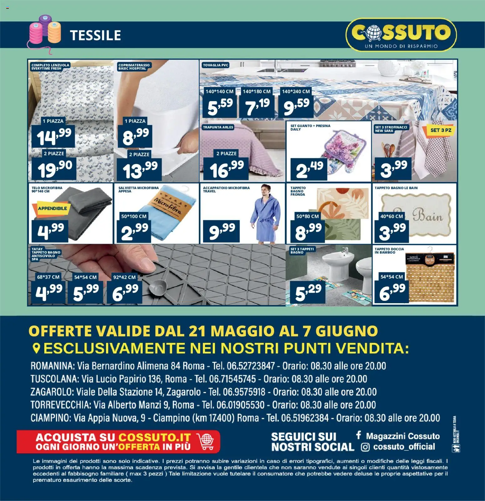 Volantino Cossuto del 21.05.2026 | Pagina: 12 | Prodotti: Trapunta, Lenzuola, Coprimaterasso, Terra
